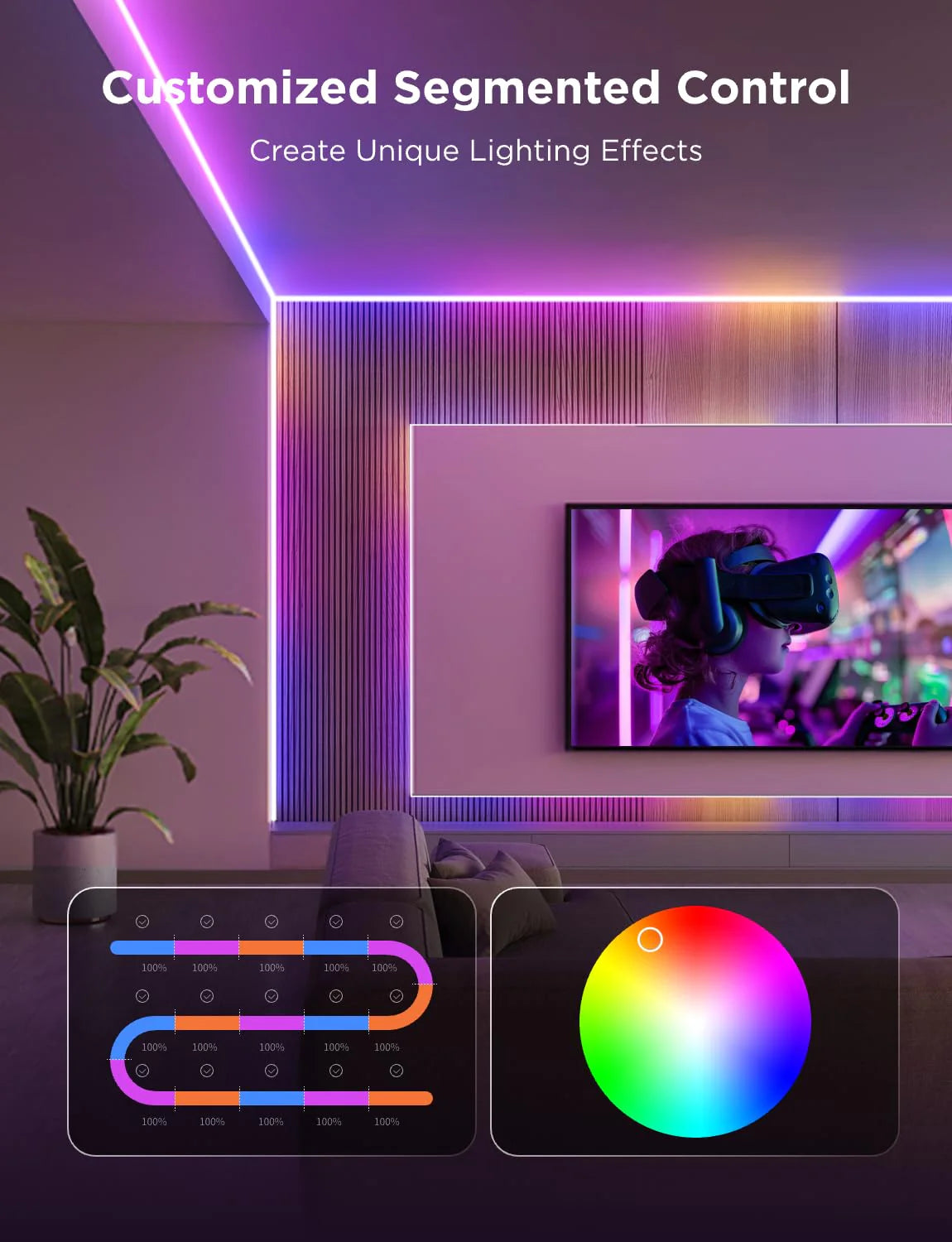 Światło, Cob LED Strip, Pro, smart RGBICW światło 9.8ft