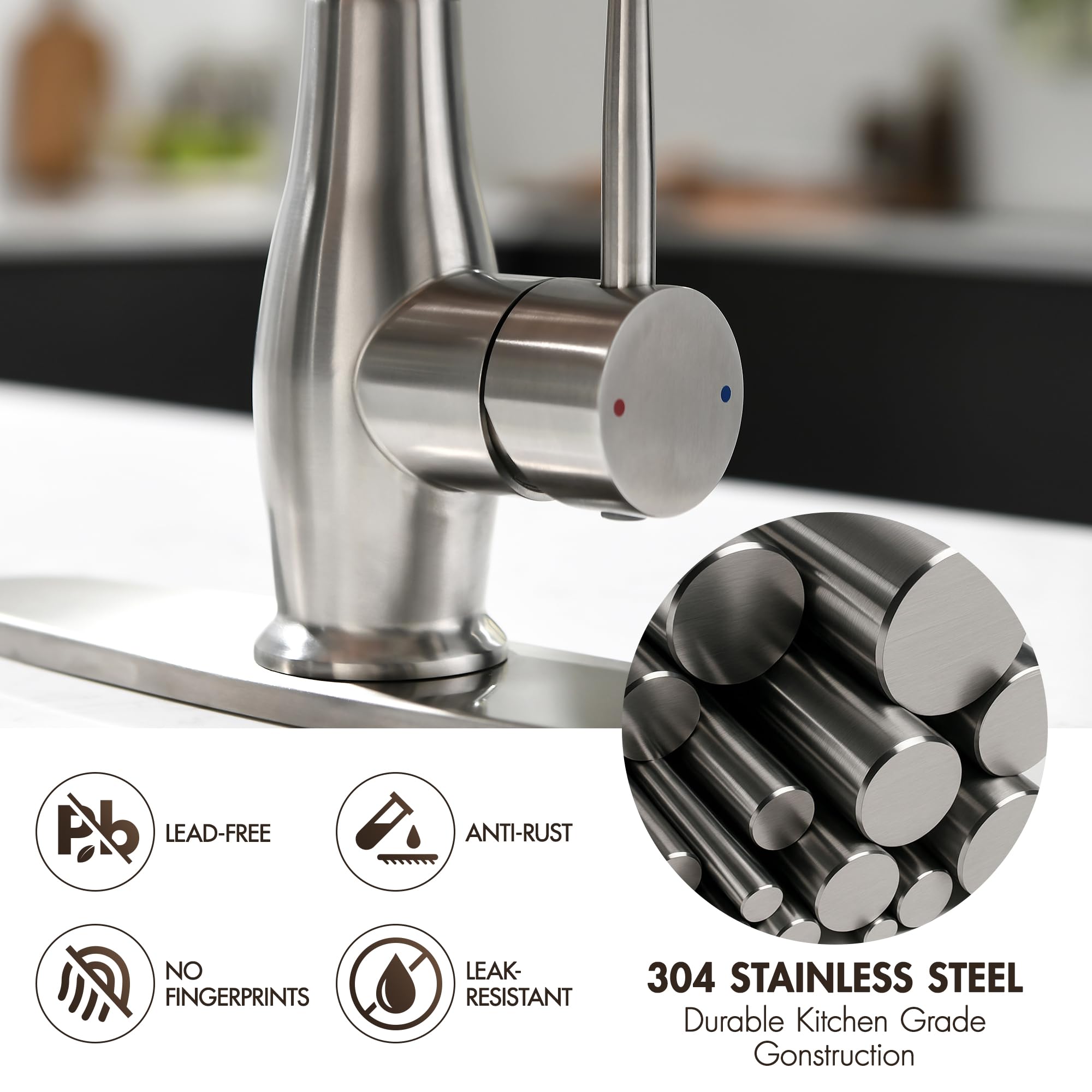 Brushed Nickel kuchenny Faucet z Pull Down Sprayer