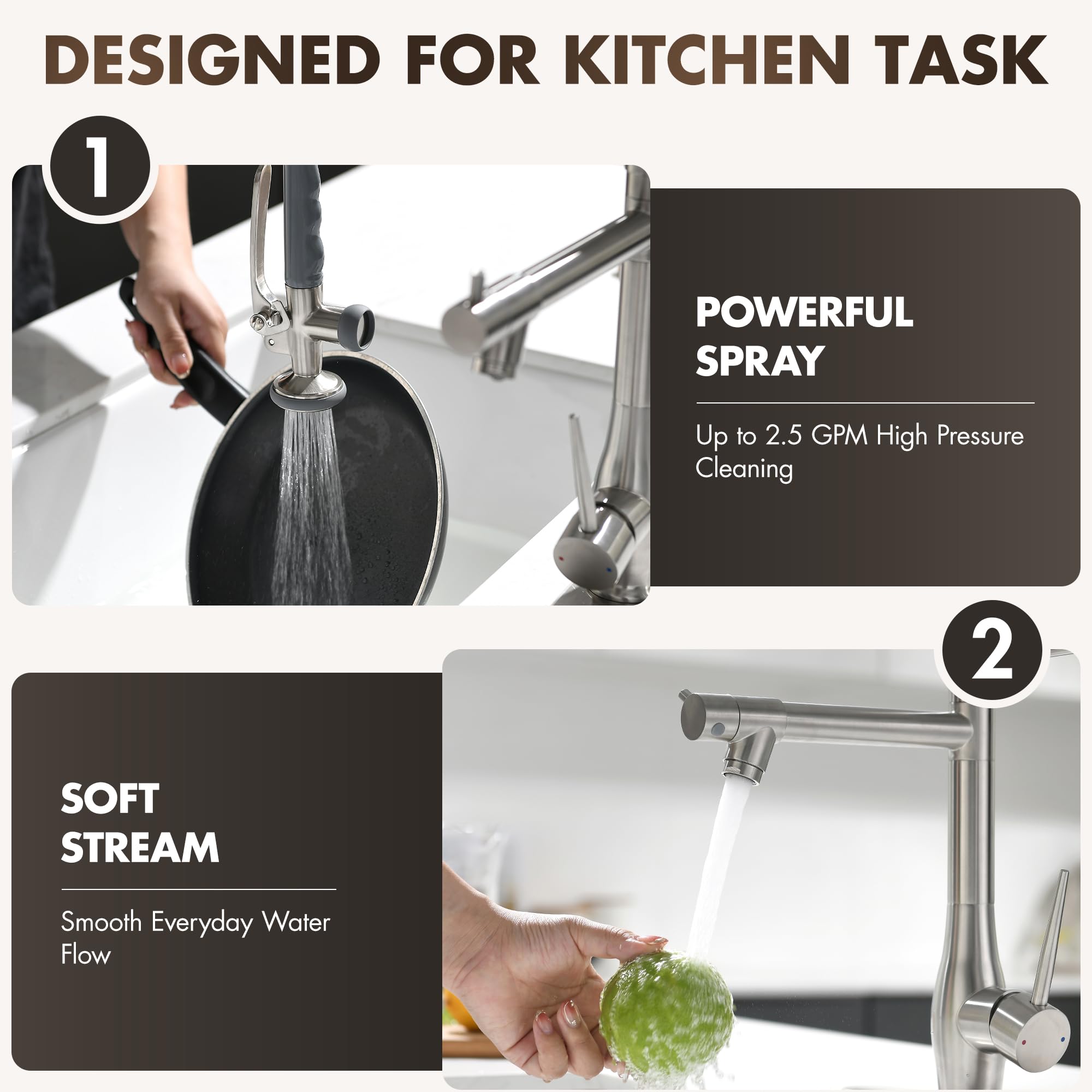Brushed Nickel kuchenny Faucet z Pull Down Sprayer