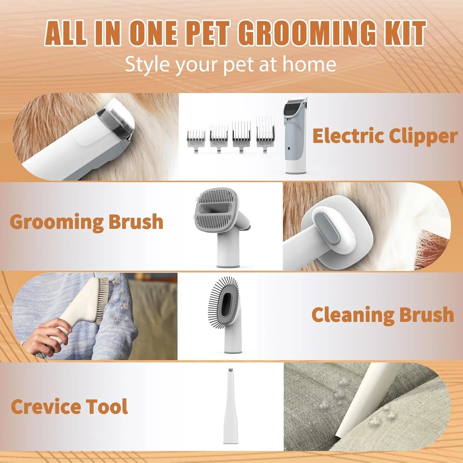 Dla psa Grooming odkurzacz, PET Grooming zestaw z dla psa Clippers