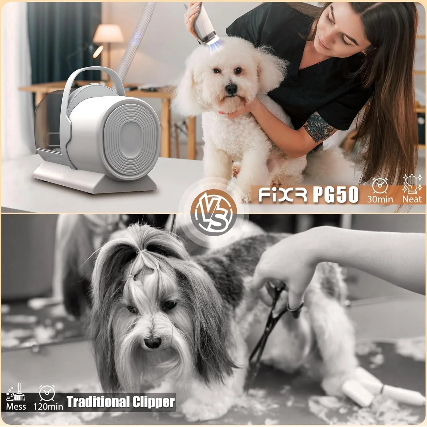 Dla psa Grooming odkurzacz, PET Grooming zestaw z dla psa Clippers
