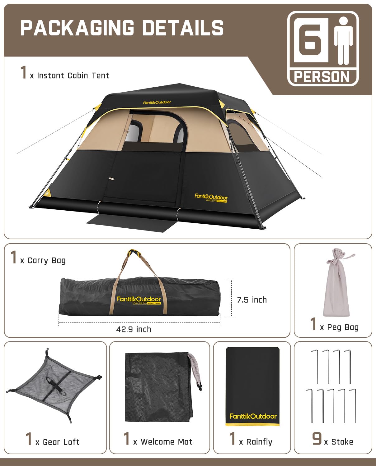 Instant Cabin do 4-10 Persons namiot, Quick Setup