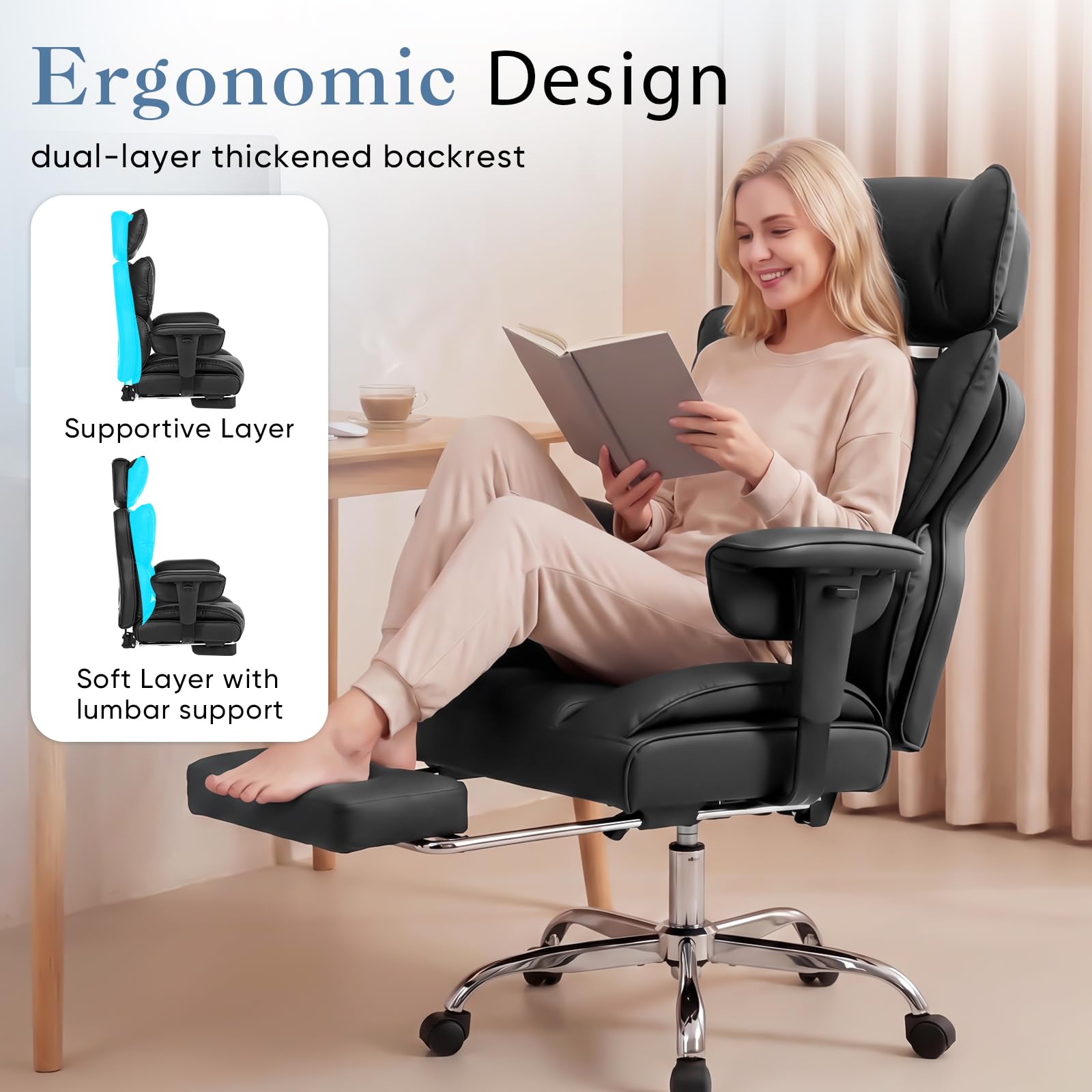 Big i wysoki ergonomiczny biurko krzeslo z Footrest