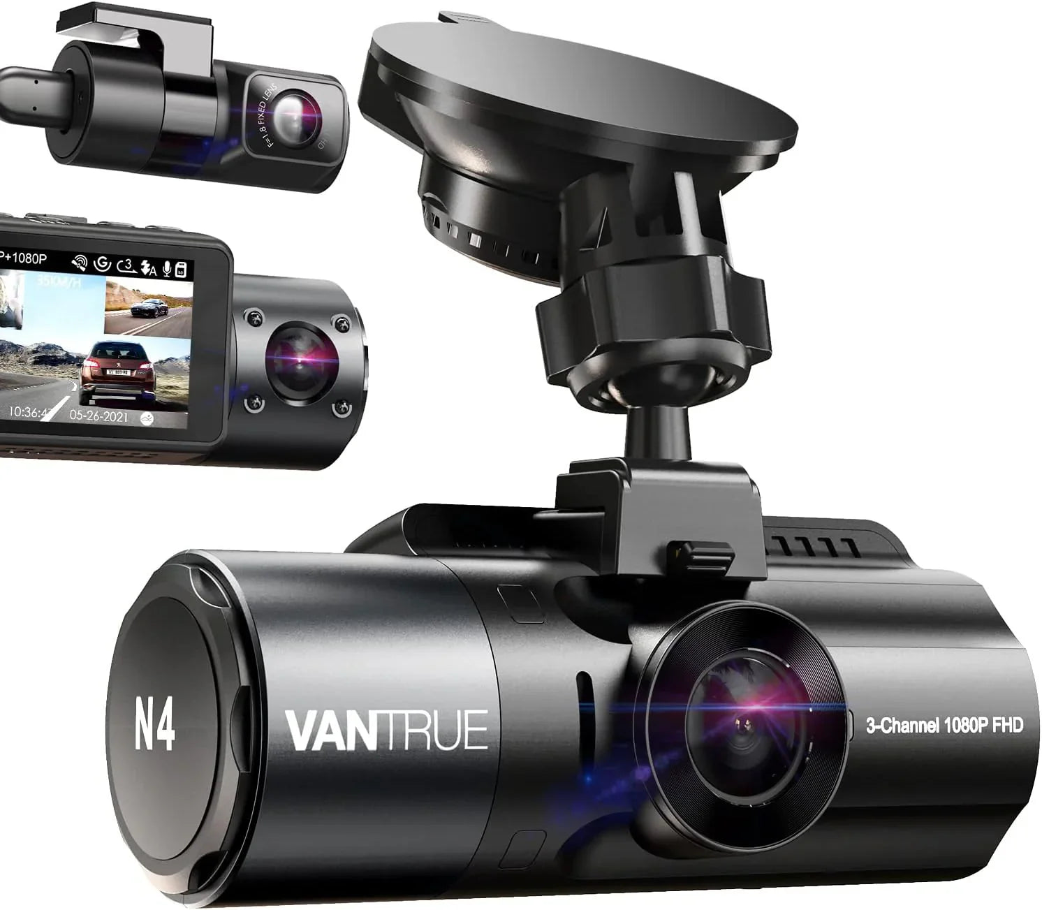 Dash Cam Featuring 4K+1080P Front and Rear, 1440P+1440P Front and Inside, 1440P+1440P+1080P Three Way Triple Car Camera, IR Night Vision, 24 Hours
