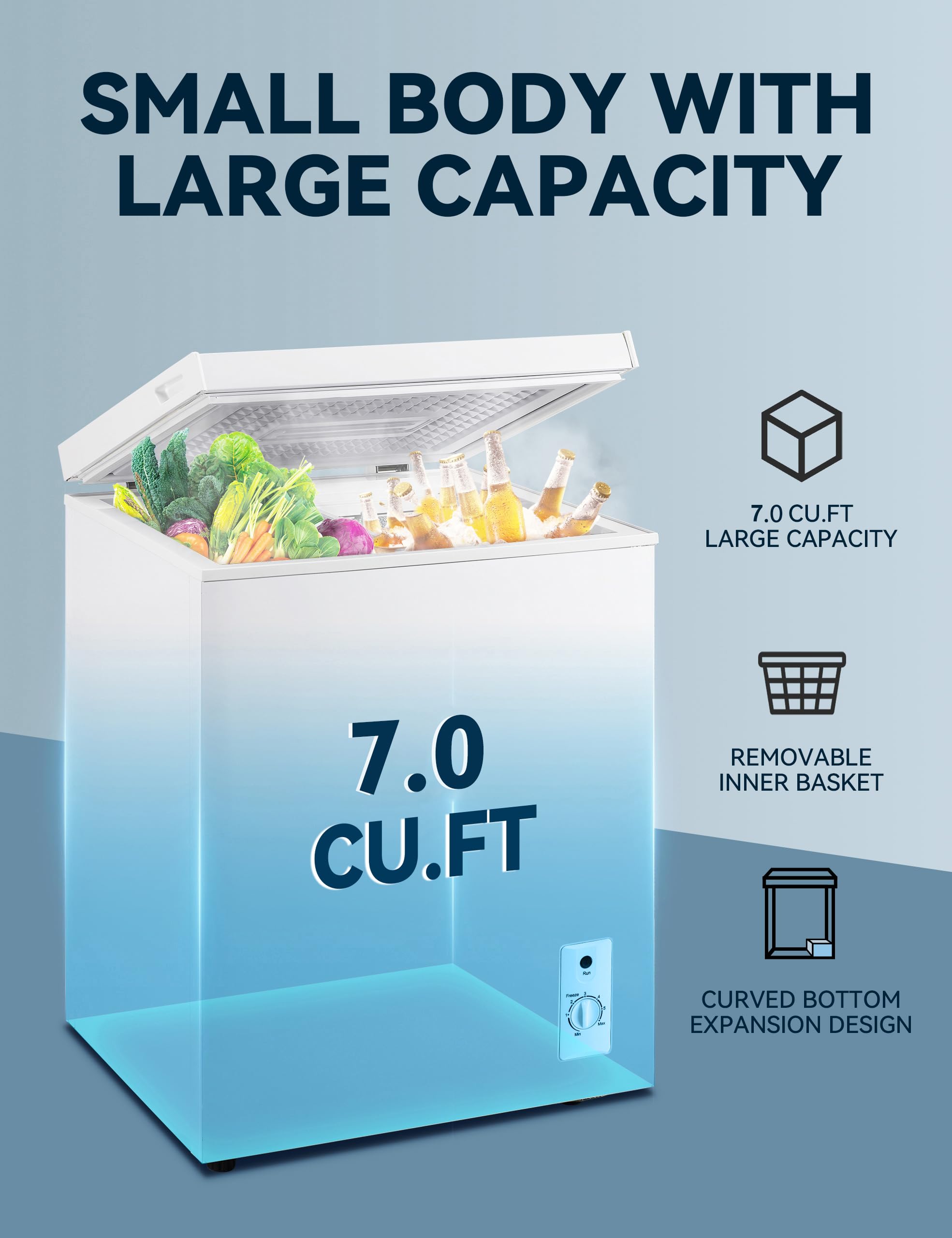 7.0 Cu ft Energy Efficient Chest zamrażarka