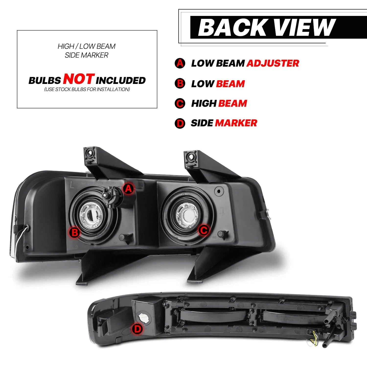1787656144_apVOxfdu Light - A Set of 4 LED Running, Bars L+R Black Headlights + Bumper Signals for 2003-2014 Express 1500 - 2003-2023 Express 2500
