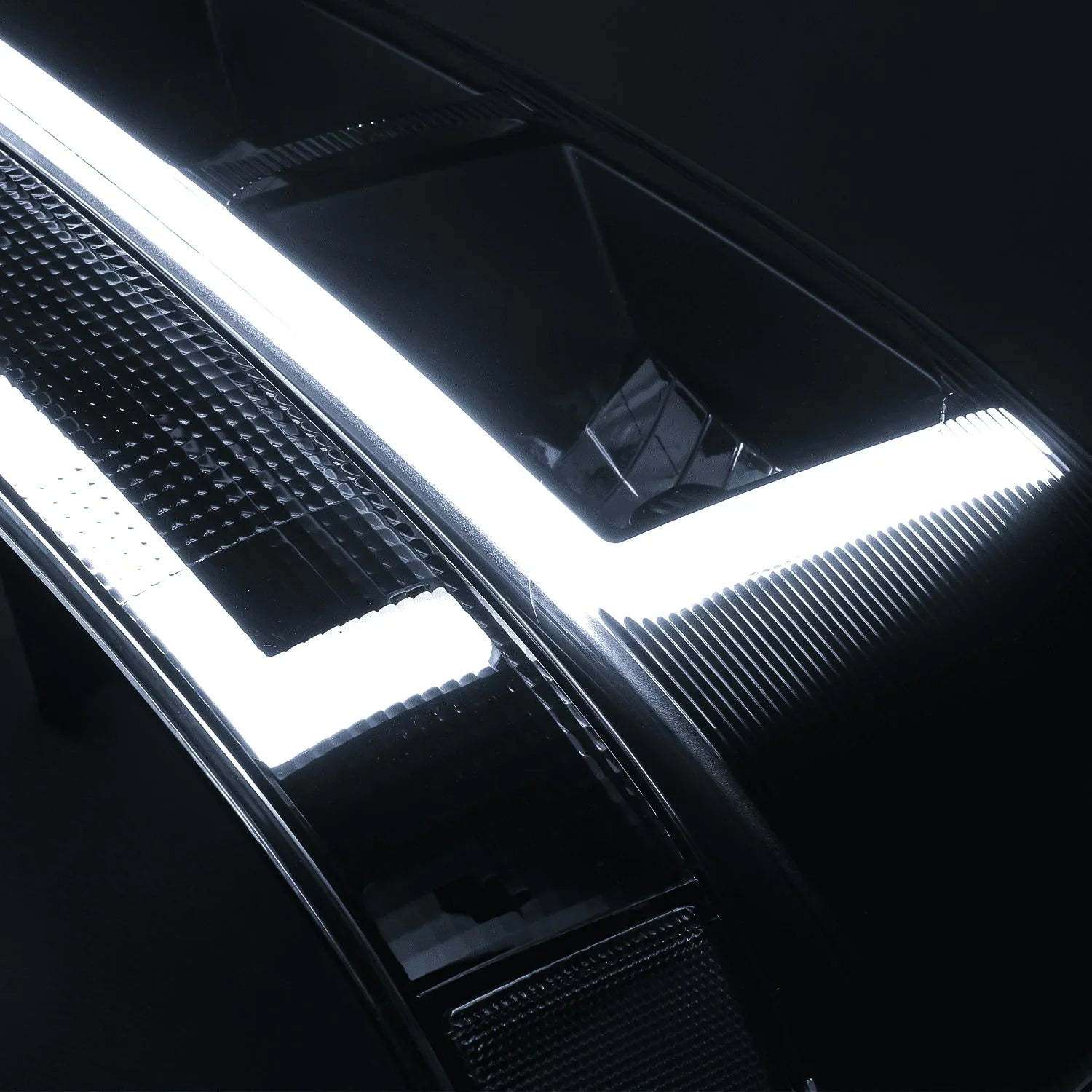1787656155_PzekIfG6 Light - A Set of 4 LED Running, Bars L+R Black Headlights + Bumper Signals for 2003-2014 Express 1500 - 2003-2023 Express 2500