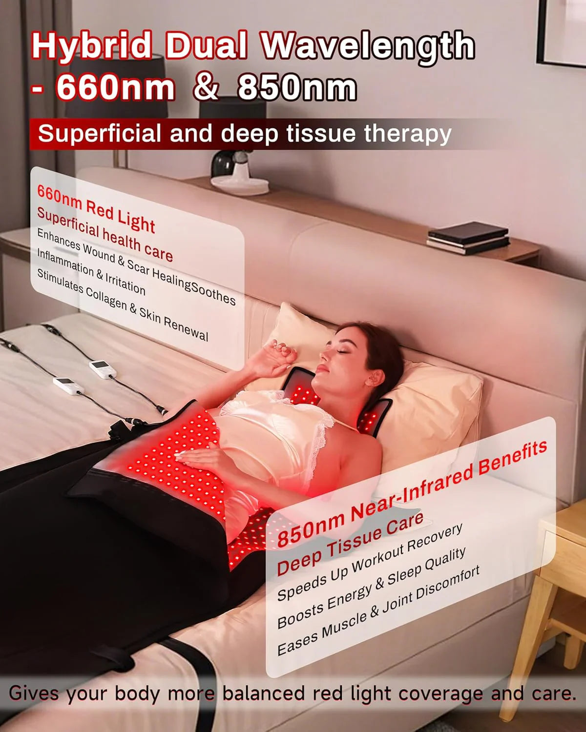 Czerwony światło Therapy mata, Medical-grade TPU, 2570 Leds, 73 X 33