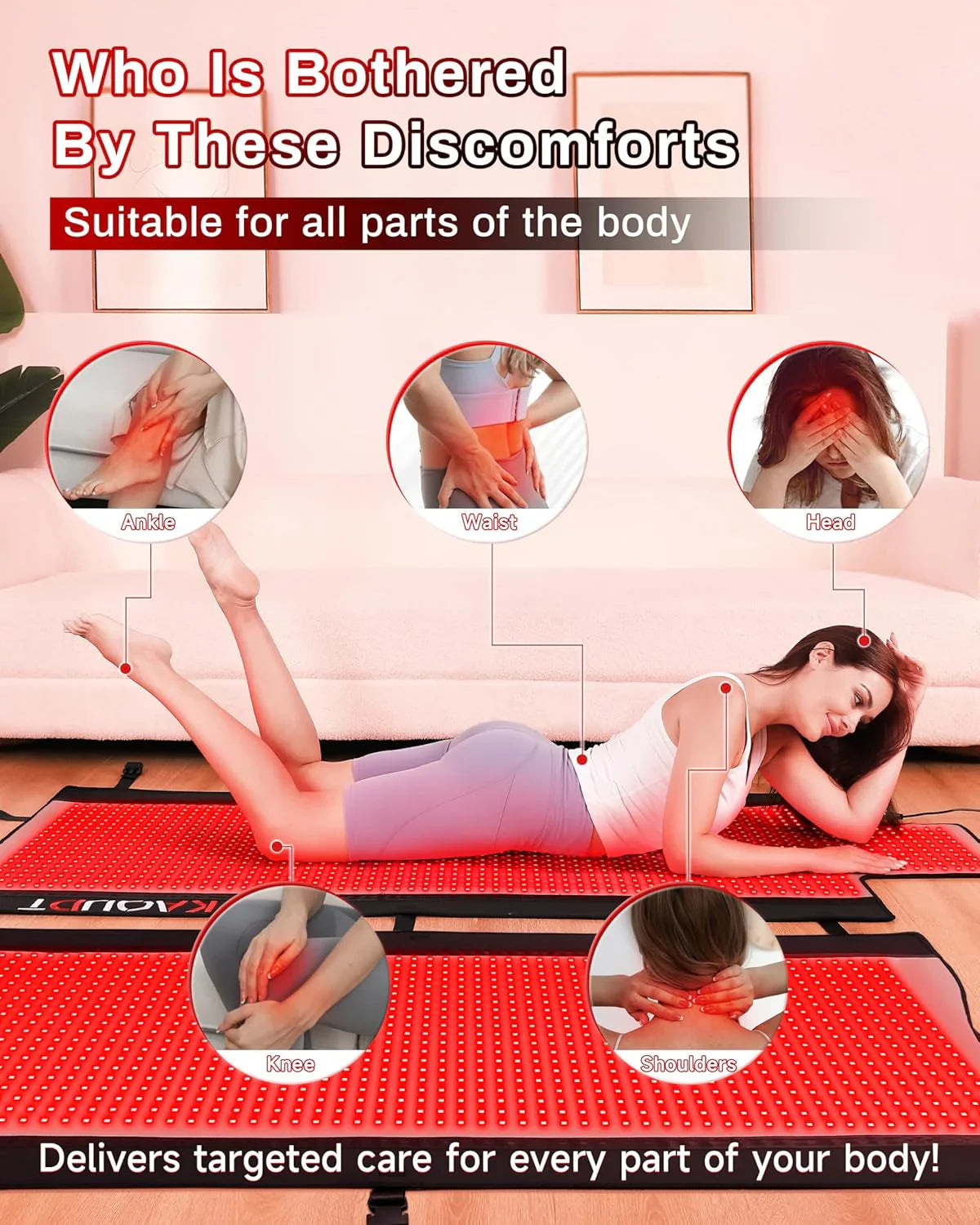 Czerwony światło Therapy mata, Medical-grade TPU, 2570 Leds, 73 X 33