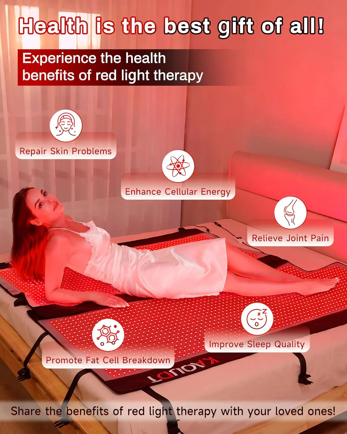 Czerwony światło Therapy mata, Medical-grade TPU, 2570 Leds, 73 X 33