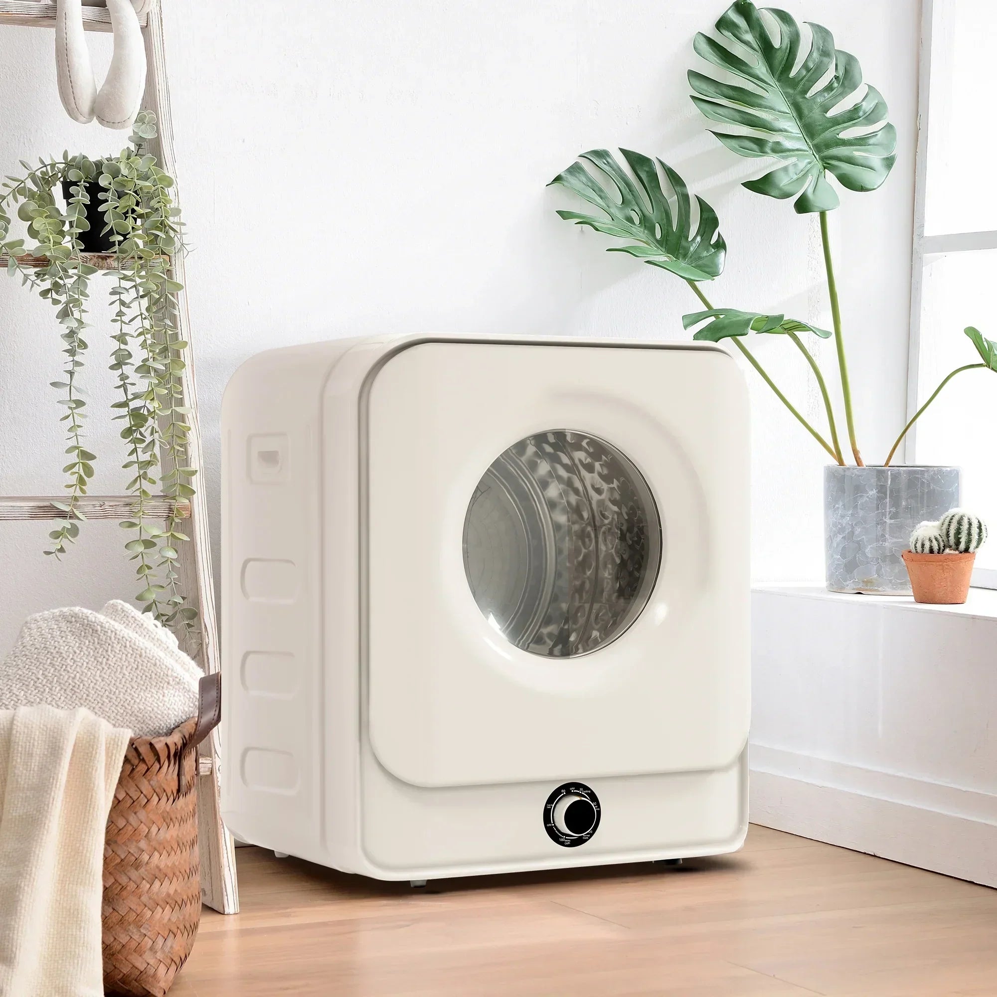 Clothes Dryer - 1.95 Cu.ft Front Load - Portable Compact Dryer 830W, 5 Drying Modes, Stainless Steel Drum, With Overheat Protection, Dust Removal