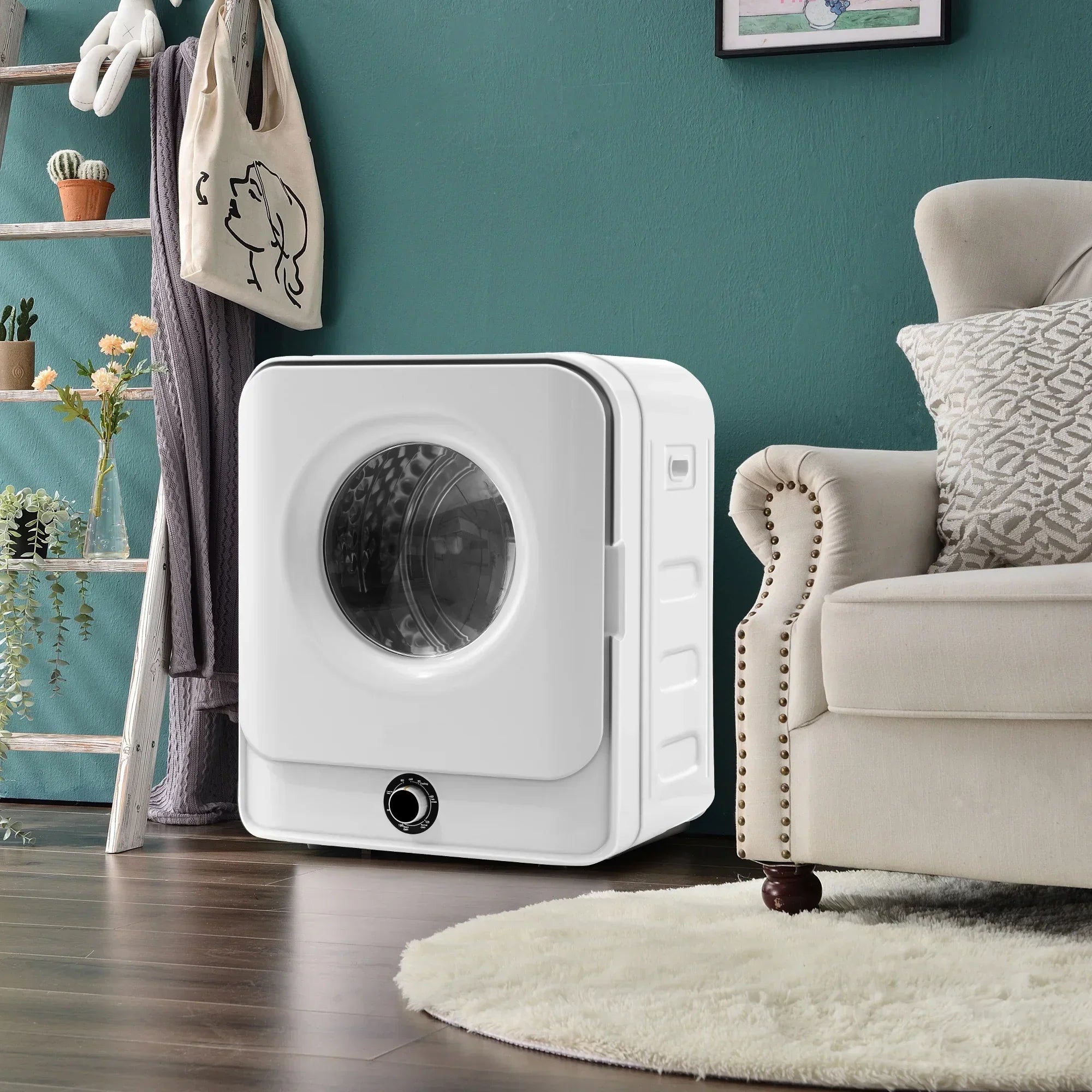 Clothes Dryer - 1.95 Cu.ft Front Load - Portable Compact Dryer 830W, 5 Drying Modes, Stainless Steel Drum, With Overheat Protection, Dust Removal