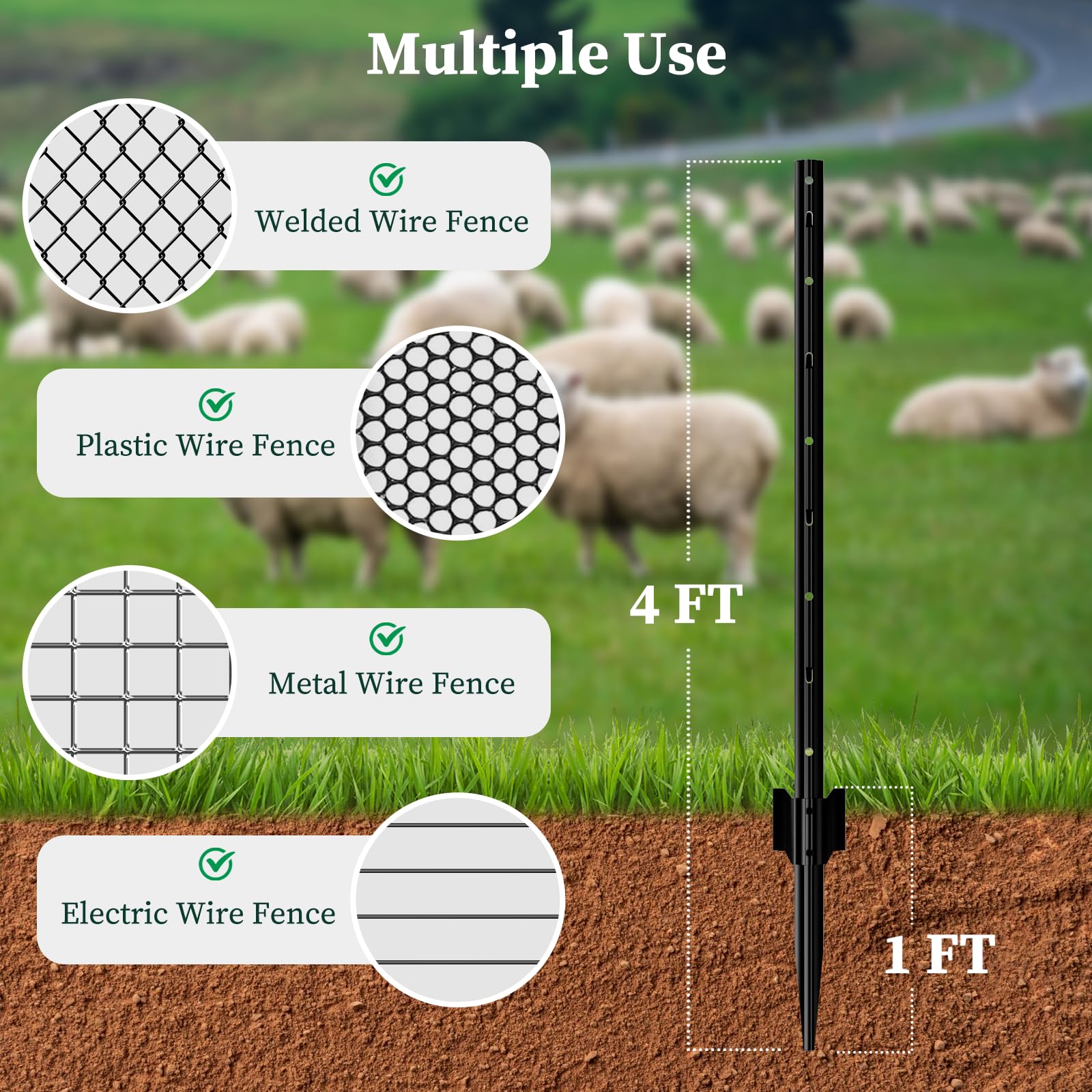 1787658320_UkeiRjwS Metal Fence Posts 4 ft czarny z wzmocniony pakiet 20