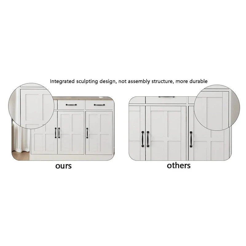 Sideboard, Rustic Farmhouse, Buffet szafka z 2 szuflady i 4 Doors do magazynowy