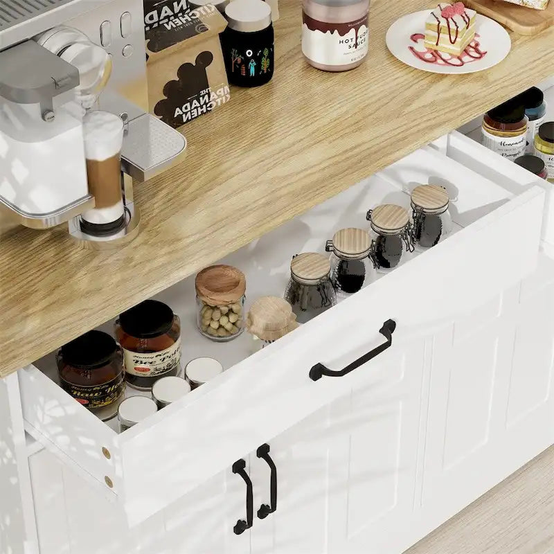 Sideboard, Rustic Farmhouse, Buffet szafka z 2 szuflady i 4 Doors do magazynowy