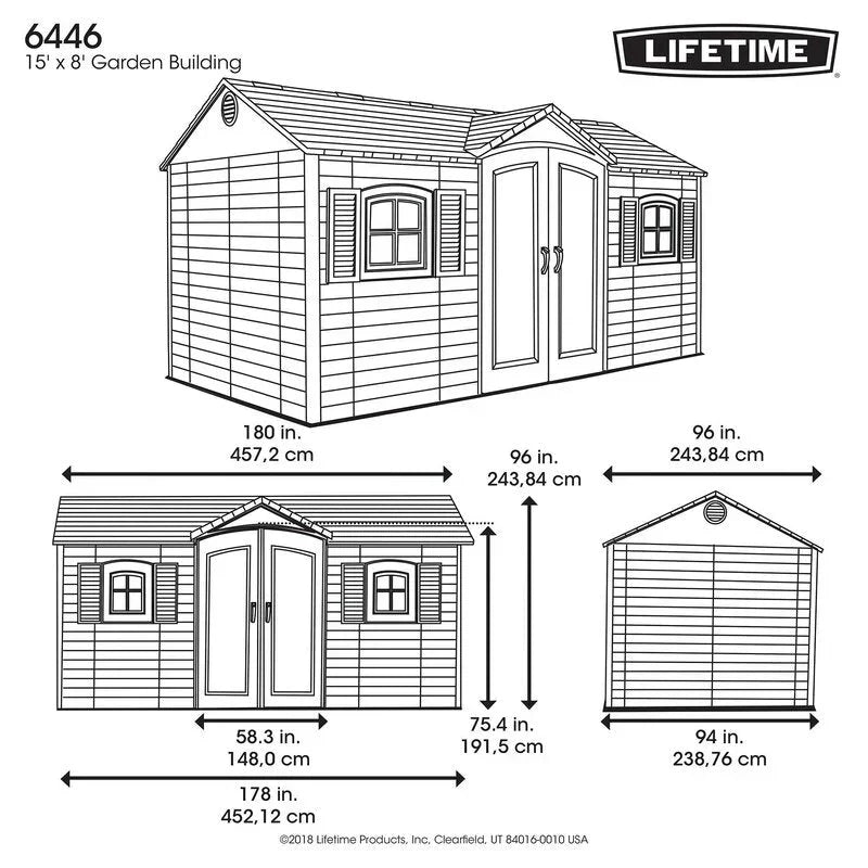 Wayfair 15 ft. X 8 ft. podwójny drzwi szopa magazynowa