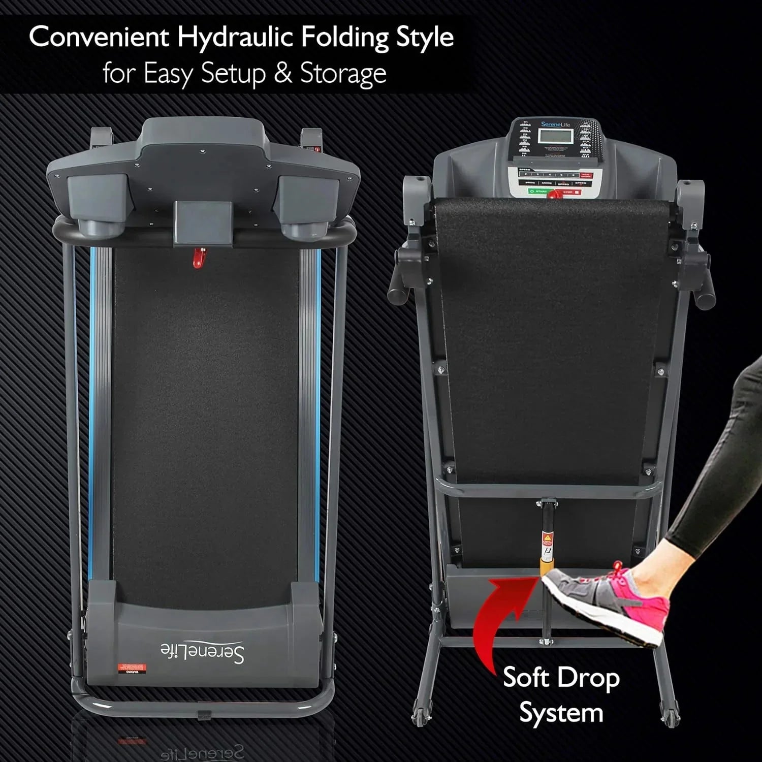 1787685202_eiJHWdzb Treadmill - Folding - Foldable Home Fitness Equipment with LCD for Walking and Running, Cardio Exercise Machine, Preset and Adjustable