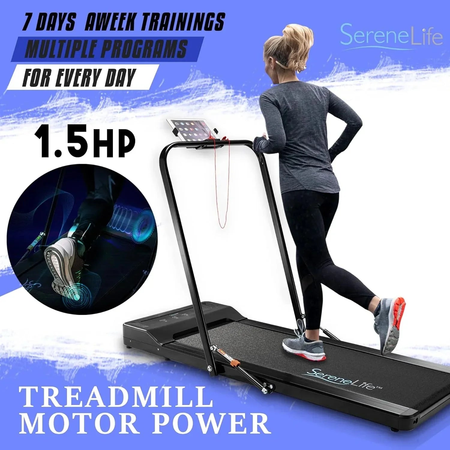 1787685243_7aCYy8Hc Treadmill - Folding - Foldable Home Fitness Equipment with LCD for Walking and Running, Cardio Exercise Machine, Preset and Adjustable