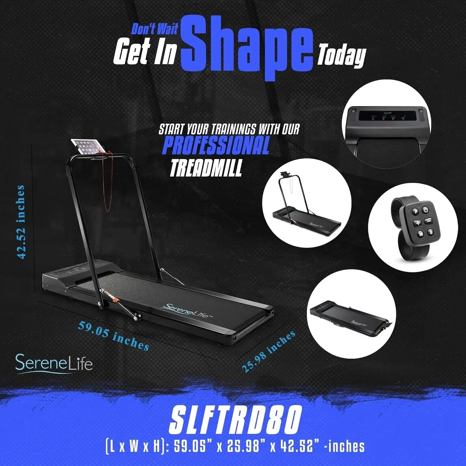 1787685263_GMCDIjgc Treadmill - Folding - Foldable Home Fitness Equipment with LCD for Walking and Running, Cardio Exercise Machine, Preset and Adjustable