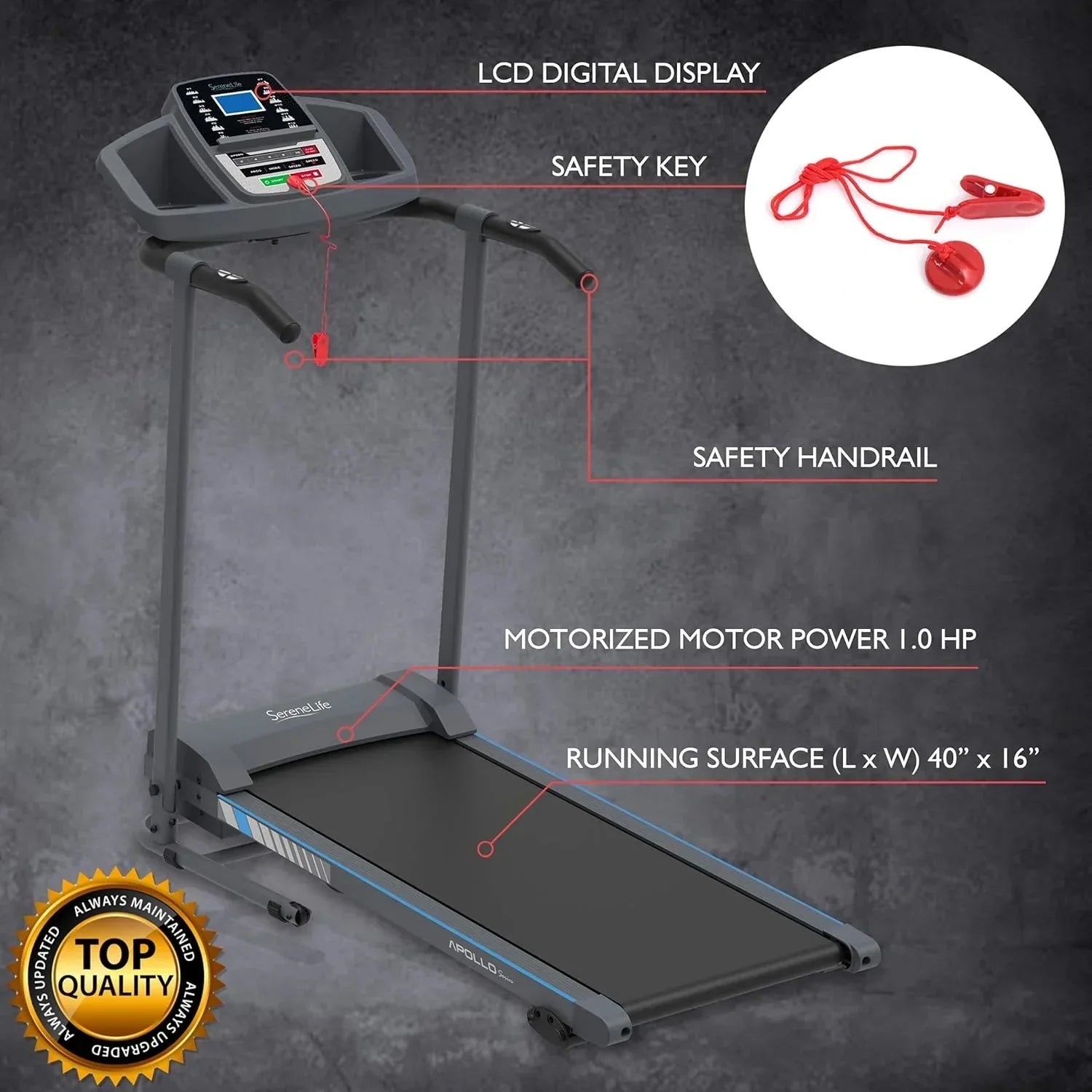 1787685267_sJEtfsAJ Treadmill - Folding - Foldable Home Fitness Equipment with LCD for Walking and Running, Cardio Exercise Machine, Preset and Adjustable