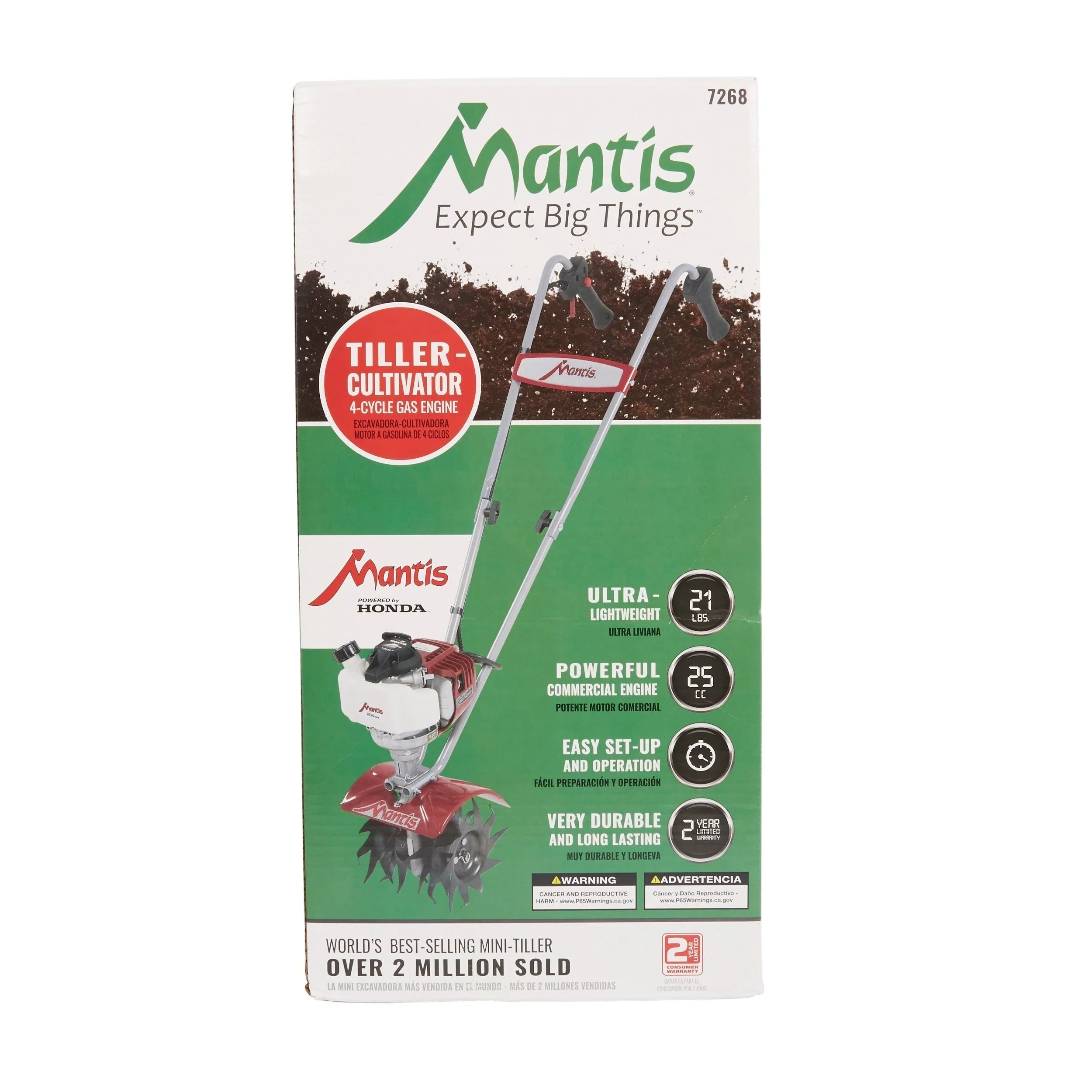 Tiller/cultivator, 7268 mini, 25-cc 9-w Front-tine Forward-rotating Tiller (carb)