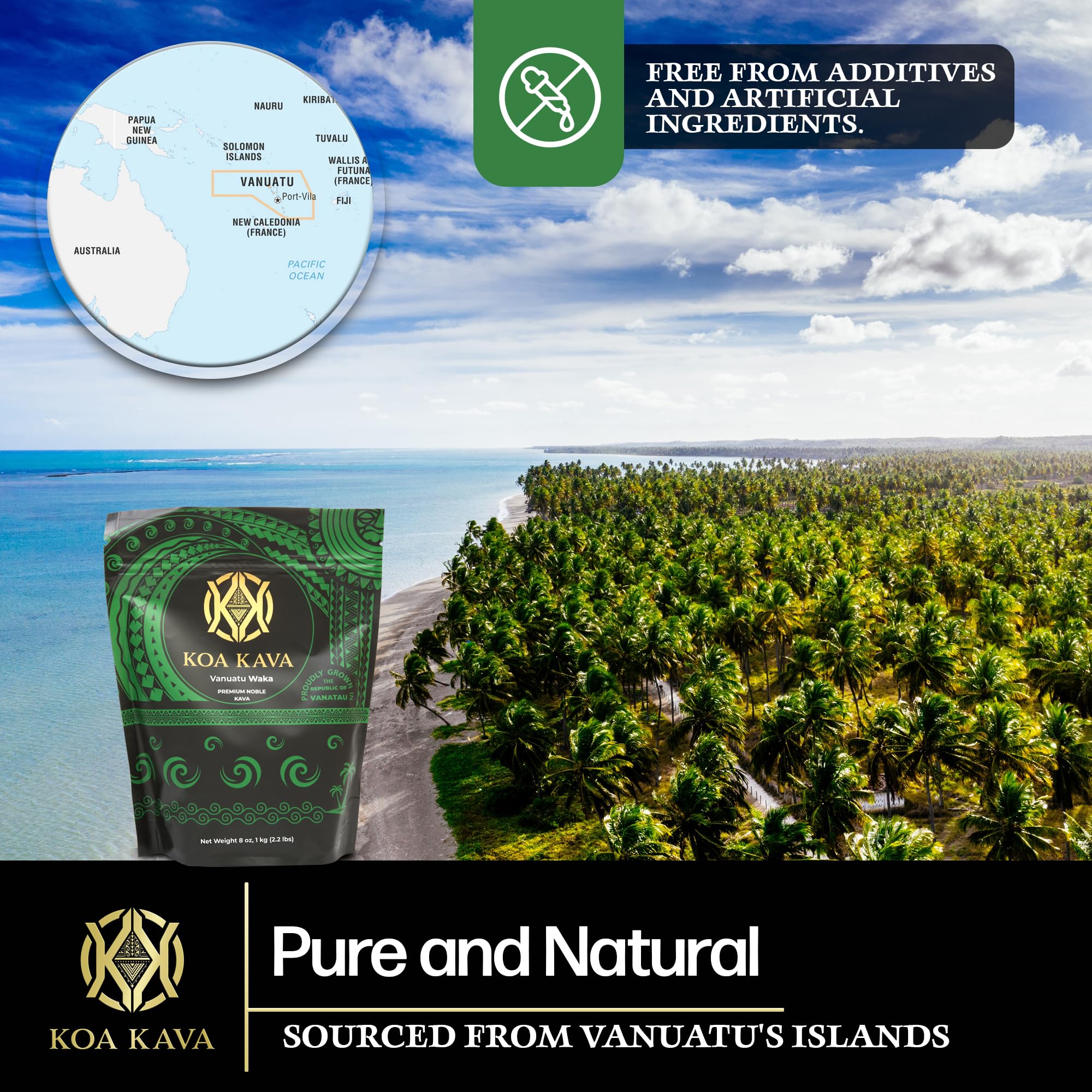 Kava Vanuatu Kava Powder, 1kg premium Noble Waka Tea