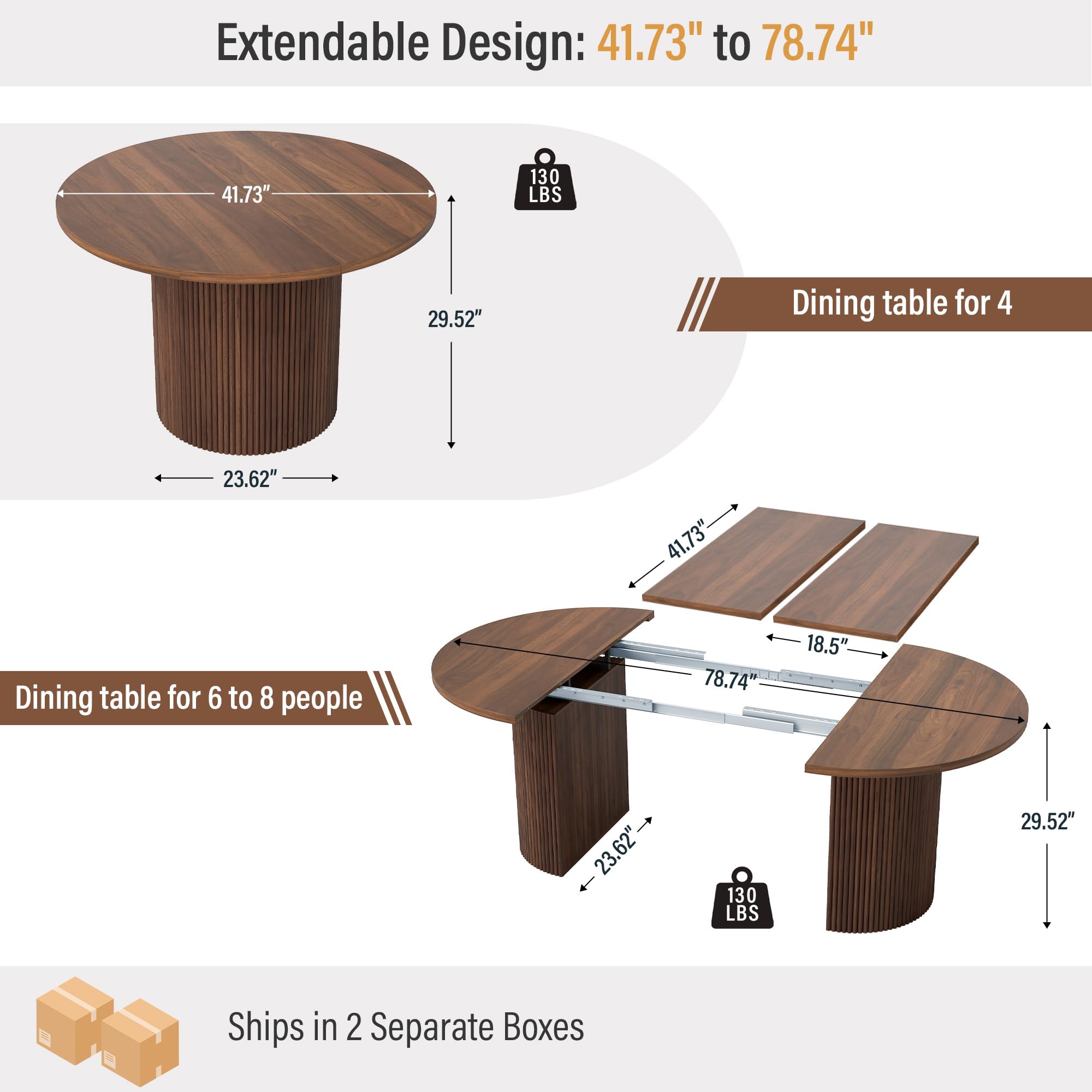 41-78 Extendable do 4-8 stol jadalniany, Walnut