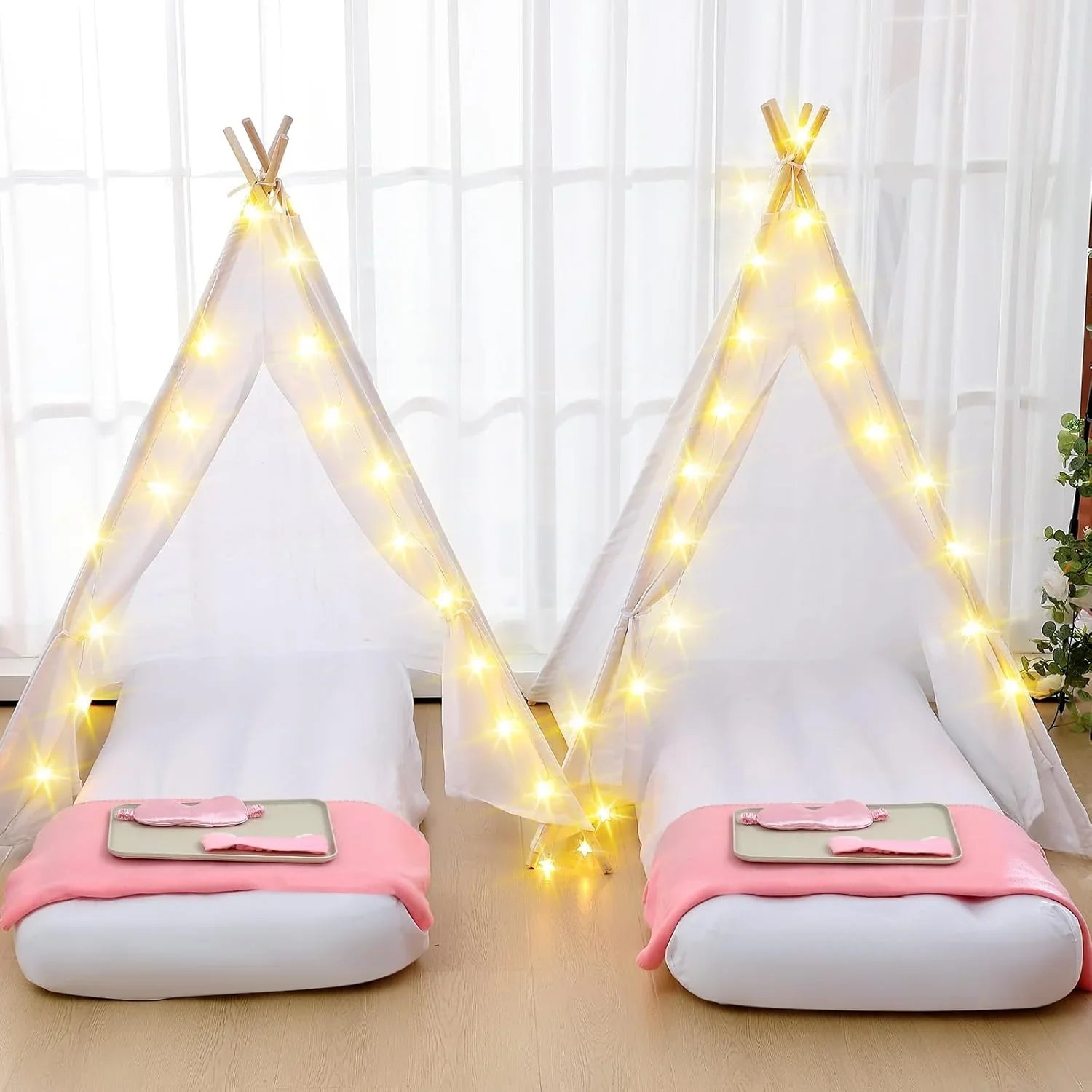 8-pakiet dla dzieci Teepee namiot zestaw, Sleepover Party, biały