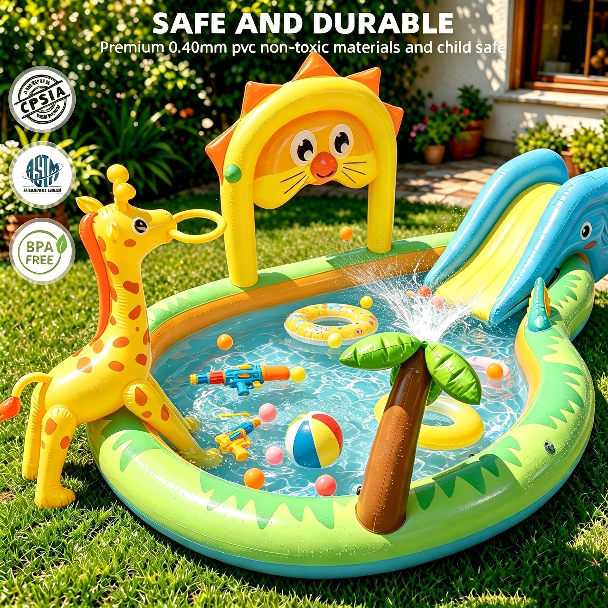 Inflatable Jungle dla dzieci basen z zjezdzalnia i Sprinkler