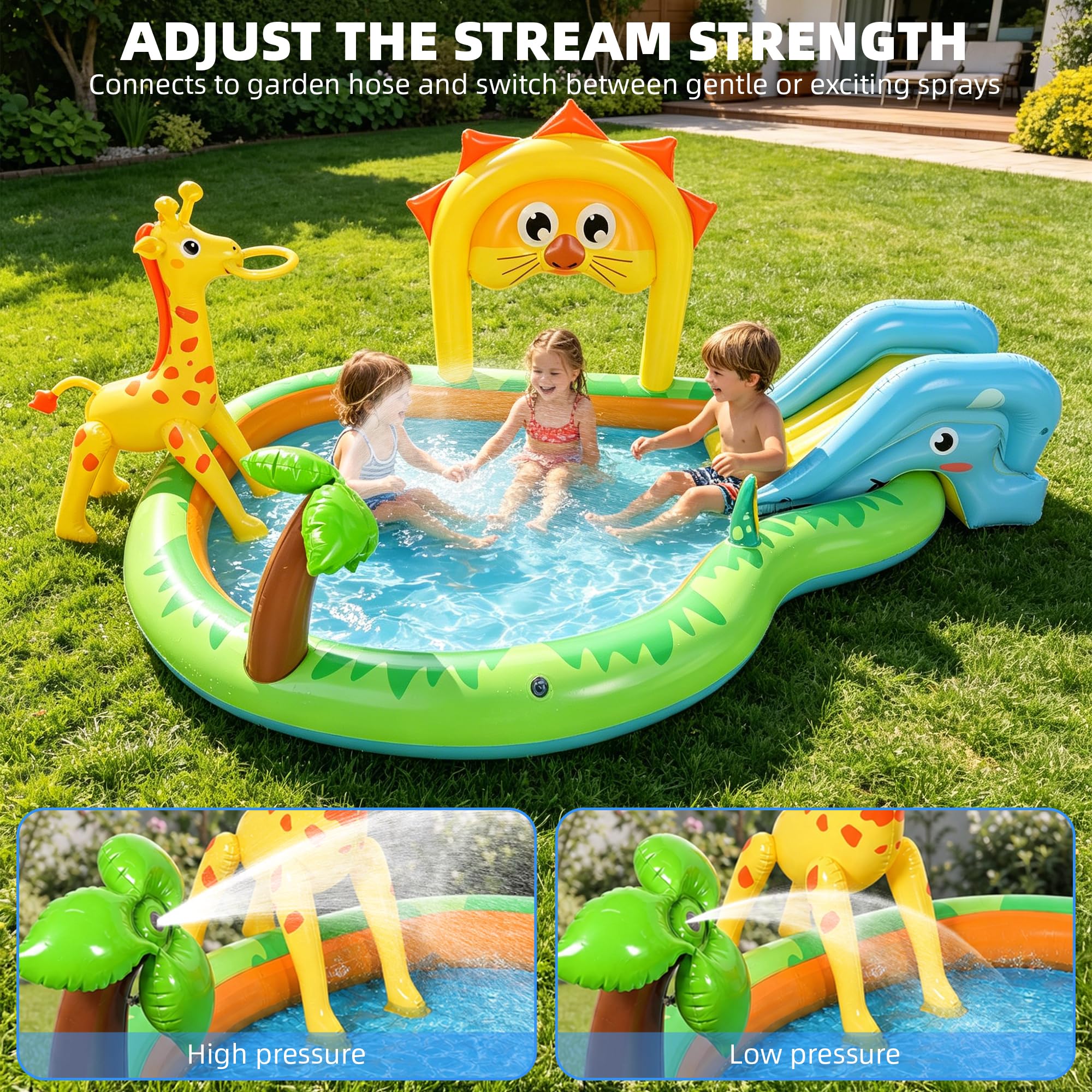 Inflatable Jungle dla dzieci basen z zjezdzalnia i Sprinkler