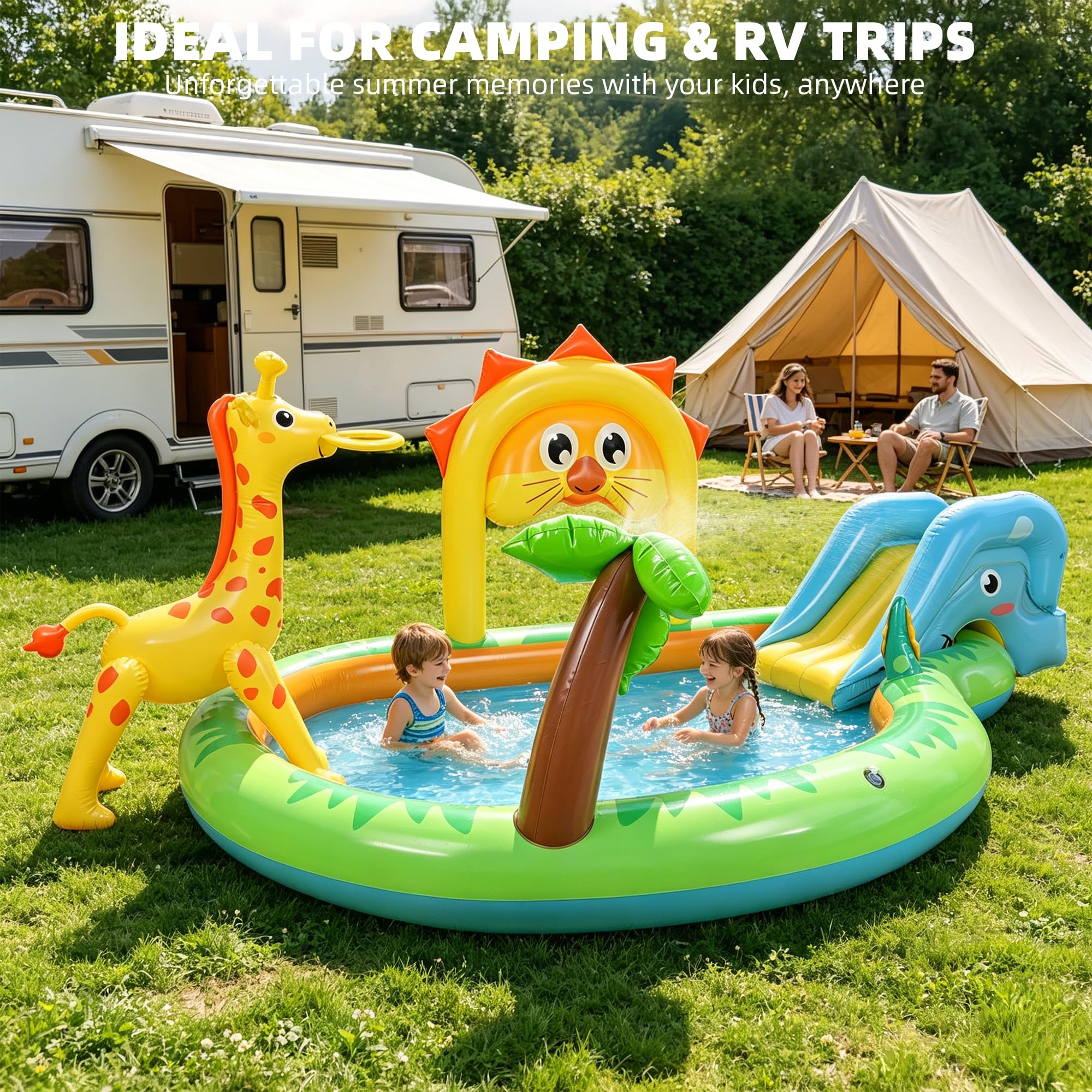 Inflatable Jungle dla dzieci basen z zjezdzalnia i Sprinkler