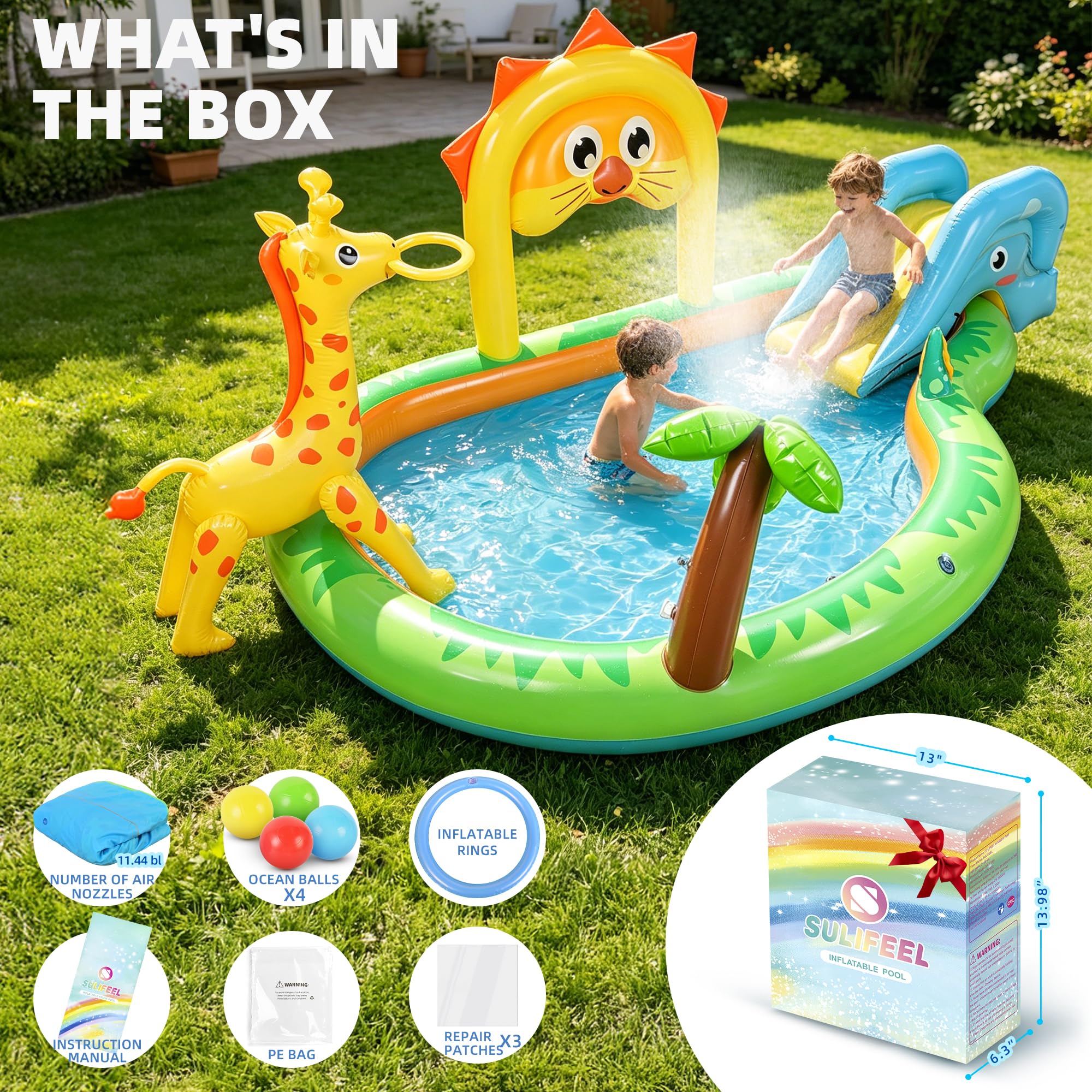 Inflatable Jungle dla dzieci basen z zjezdzalnia i Sprinkler
