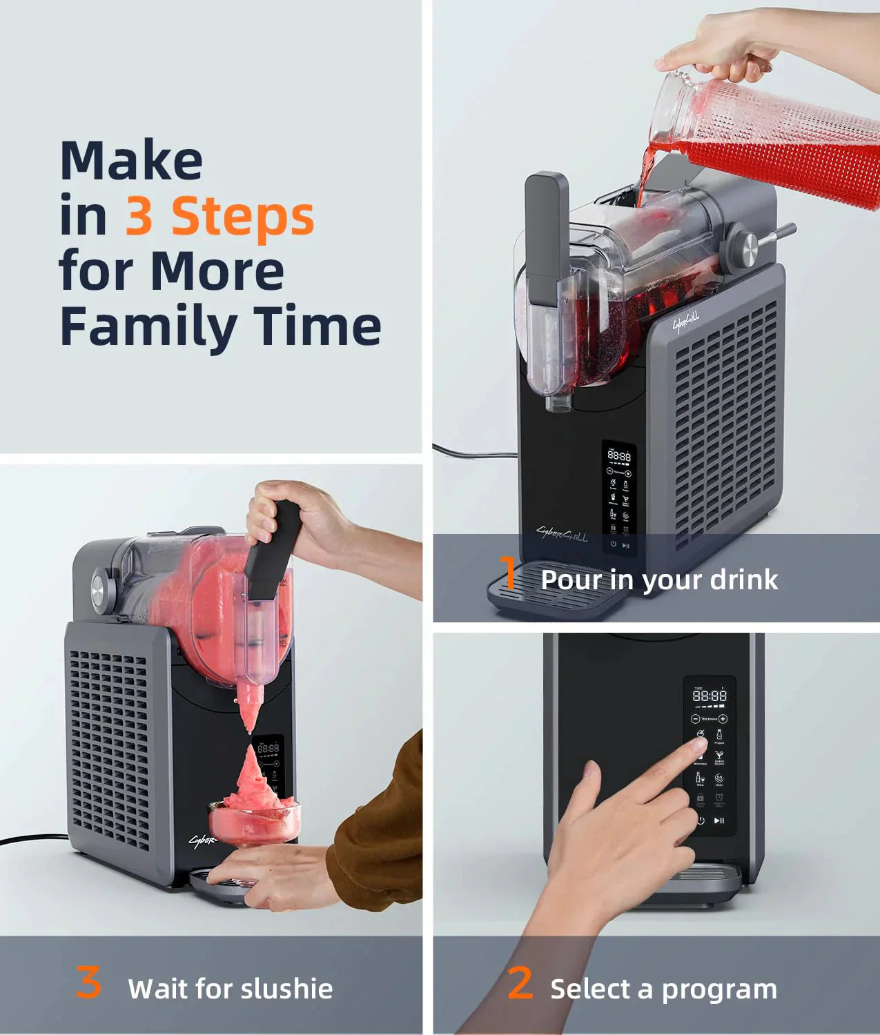 Slushie Machine Featuring Professional Frozen Drink Maker No Ice Needed- 70 Oz Slushy Machine for Home with LED Display, One-touch Reservation and 6 Pre-set