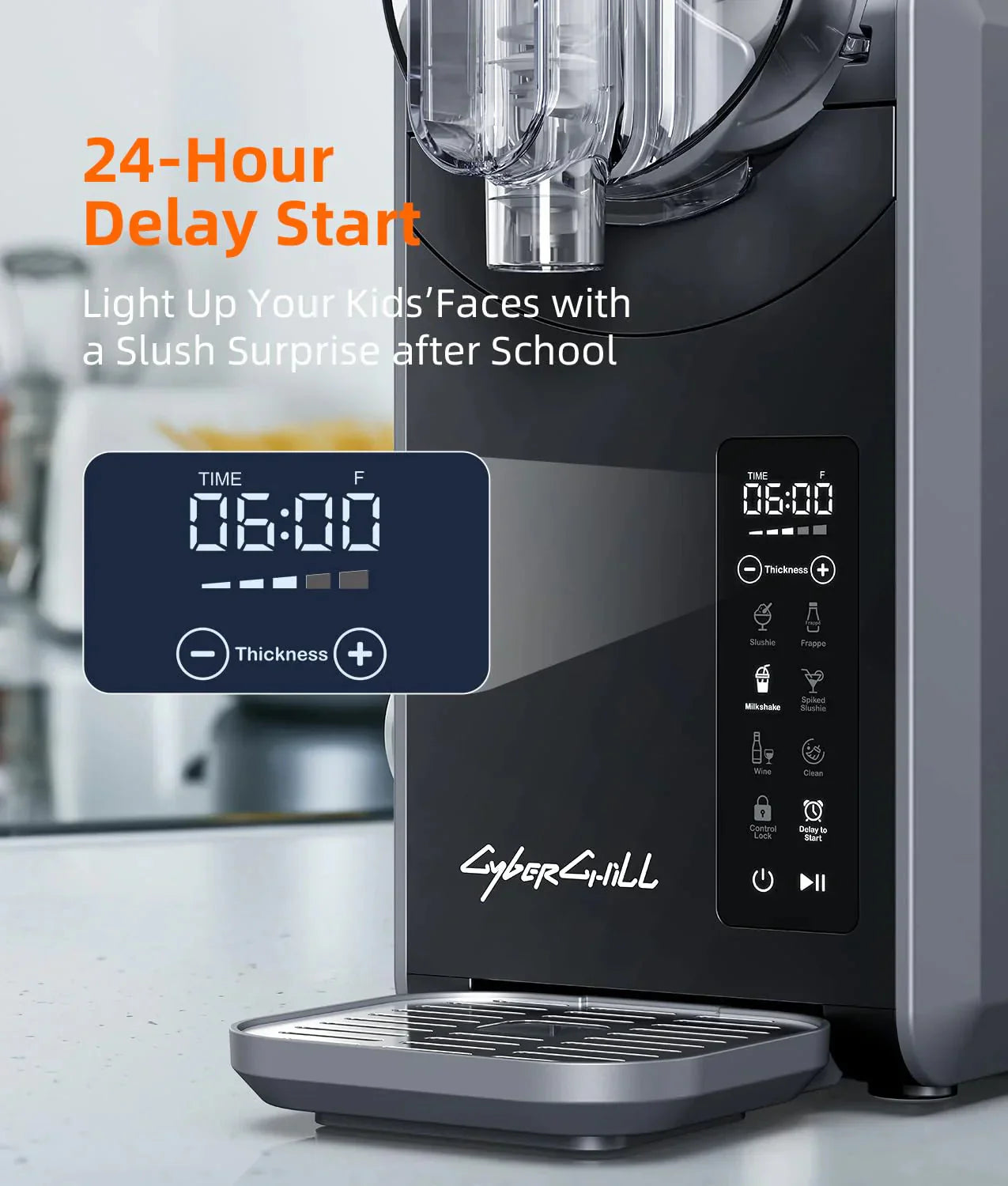 Slushie Machine Featuring Professional Frozen Drink Maker No Ice Needed- 70 Oz Slushy Machine for Home with LED Display, One-touch Reservation and 6 Pre-set