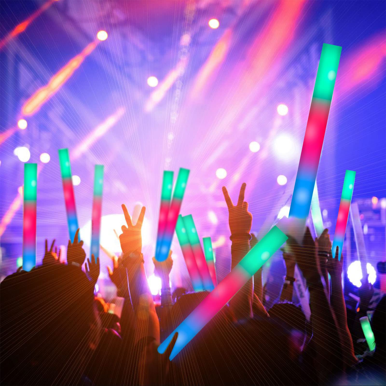 174PCS LED Foam Glow Sticks z Colorful Party Supplies