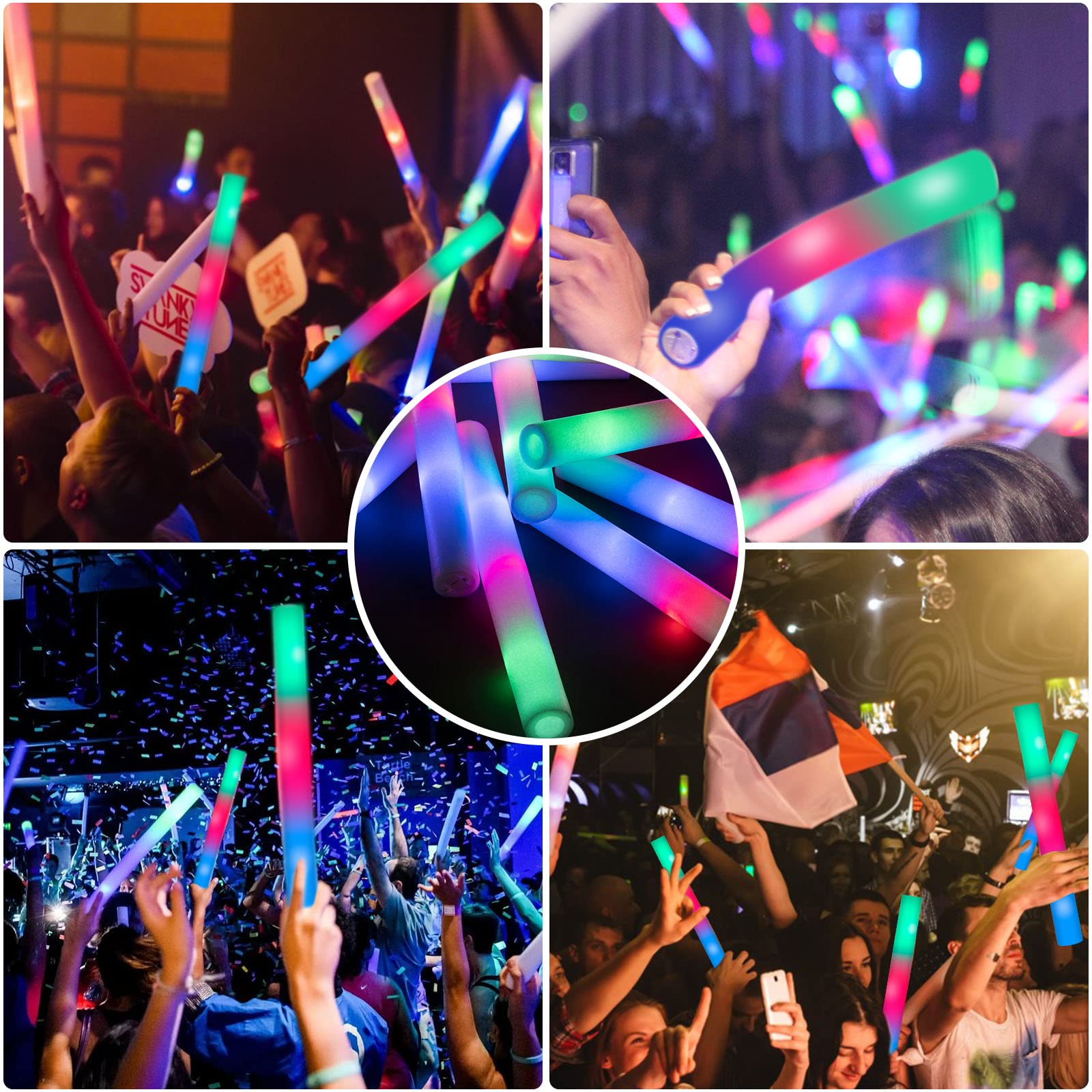 174PCS LED Foam Glow Sticks z Colorful Party Supplies