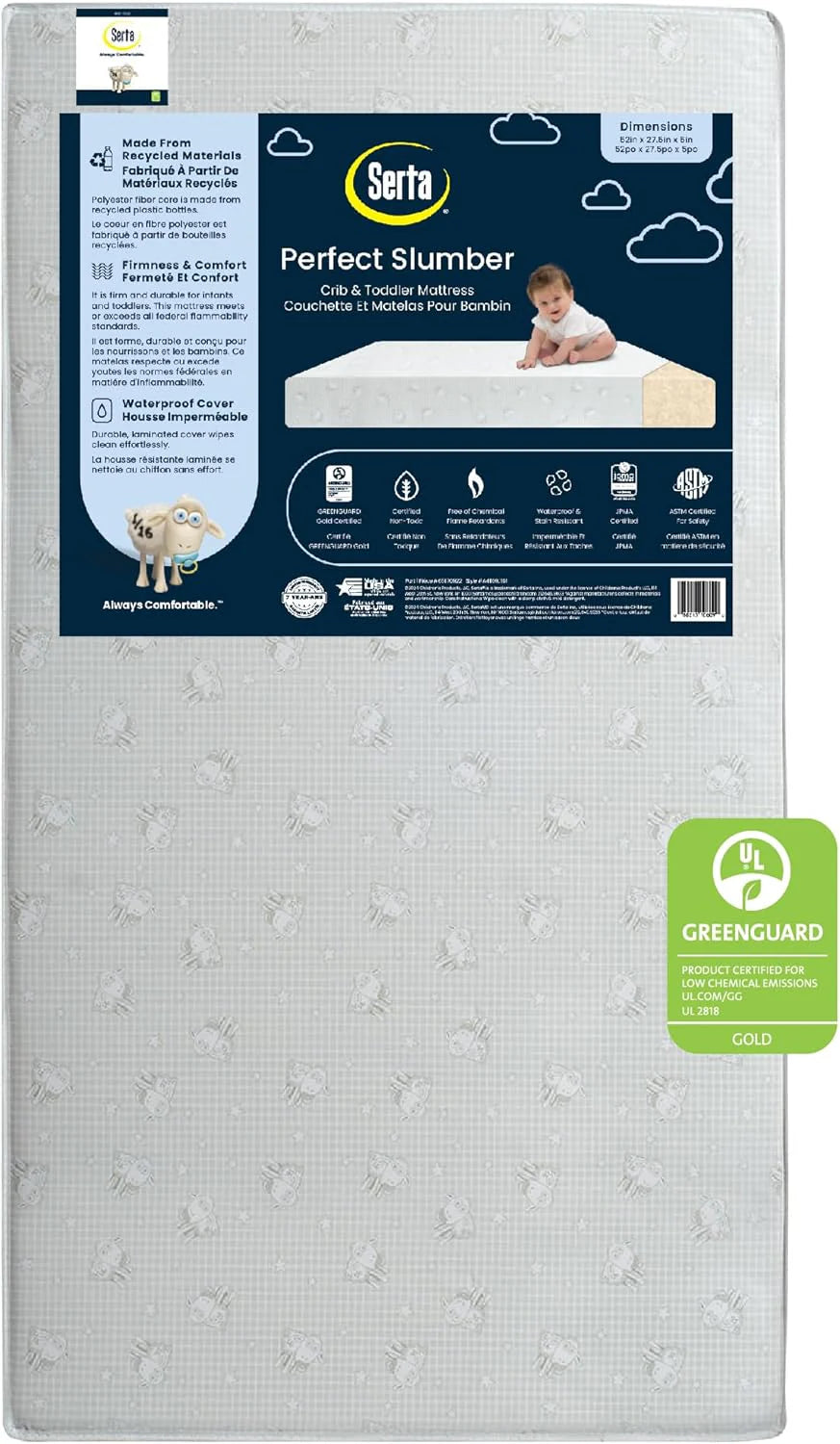 Perfect Slumber podwójny Sided Crib i Toddler materac