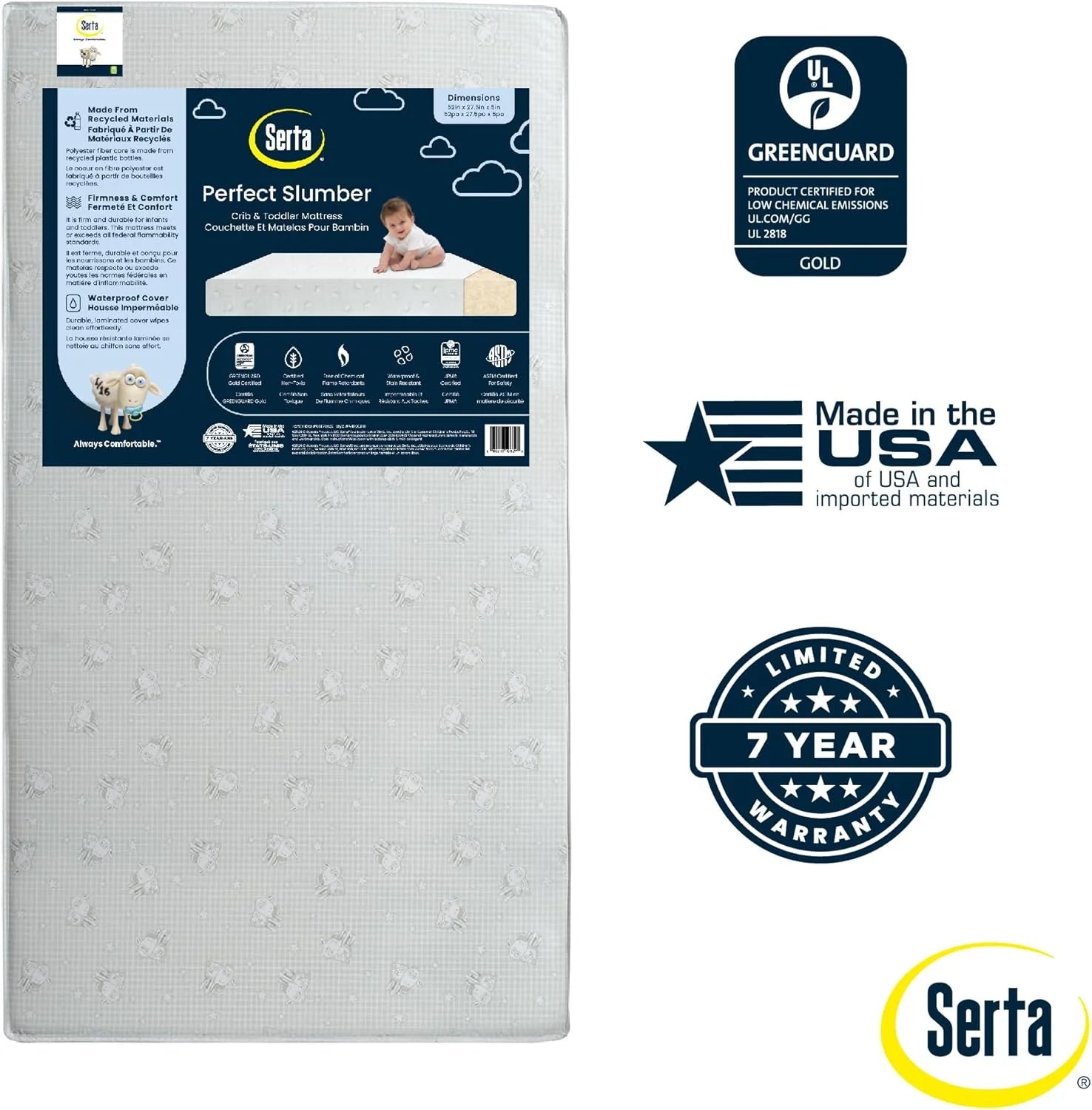 Perfect Slumber podwójny Sided Crib i Toddler materac