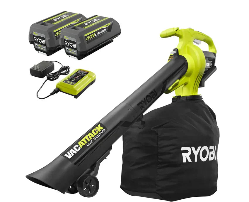 Vacuum - RY40451-2B 40V Vac Attack Cordless Leaf, /mulcher - Featuring (2) 5.0 Ah Batteries and (1) Charger