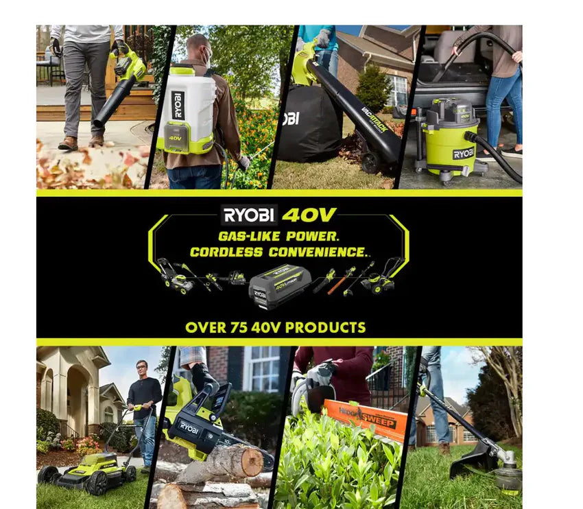 Vacuum - RY40451-2B 40V Vac Attack Cordless Leaf, /mulcher - Featuring (2) 5.0 Ah Batteries and (1) Charger
