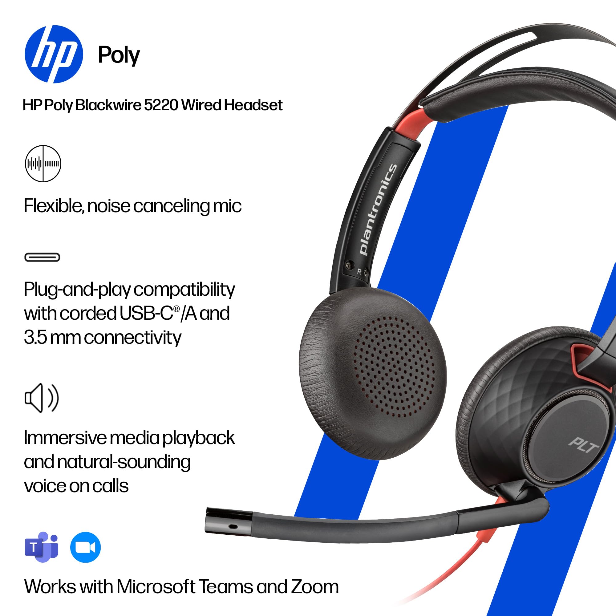 5220 Wired Headset, Noise Cancelling Mic