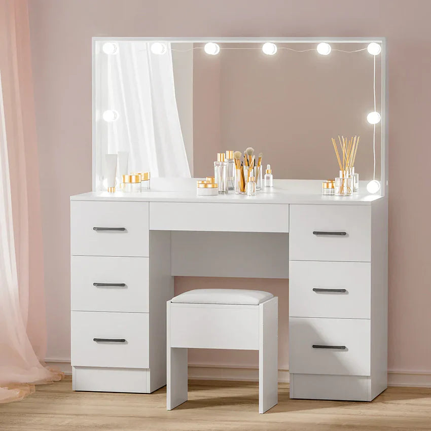 Stol, Artiss Dressing, zestaw Stool 10 LED Bulbs biały Debbie