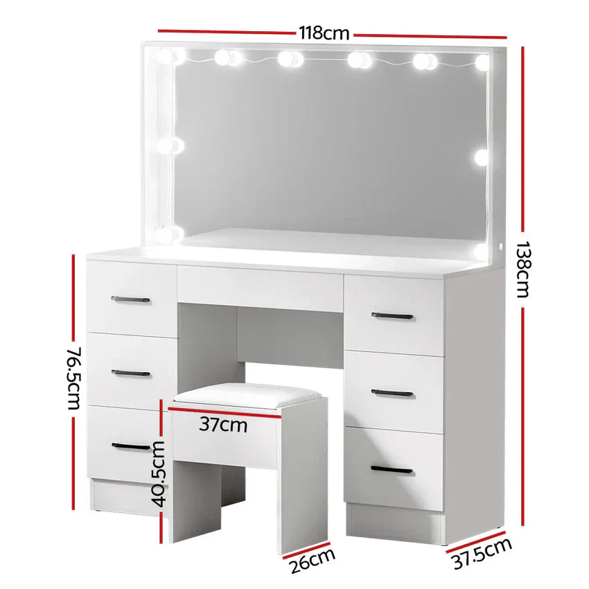 Stol, Artiss Dressing, zestaw Stool 10 LED Bulbs biały Debbie