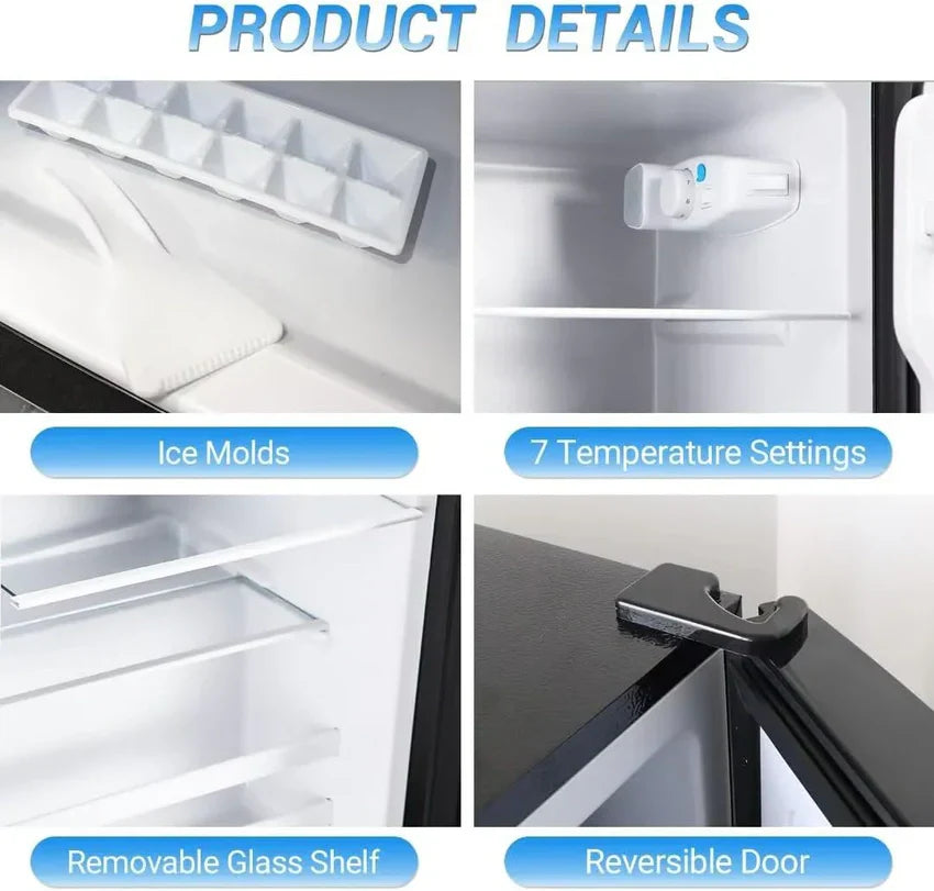 Refrigerator - Apartment Size - 3.5 Cu.ft Samll Refrigerator with Freezer Suitable for Home and Apartments, Freestanding