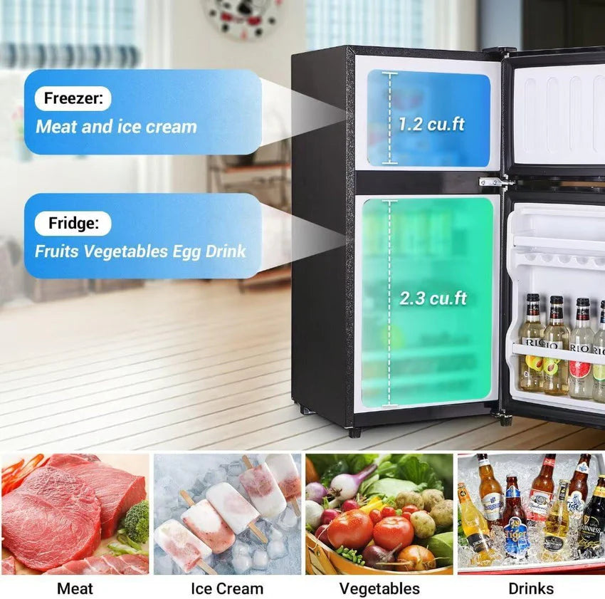 Refrigerator - Apartment Size - 3.5 Cu.ft Samll Refrigerator with Freezer Suitable for Home and Apartments, Freestanding