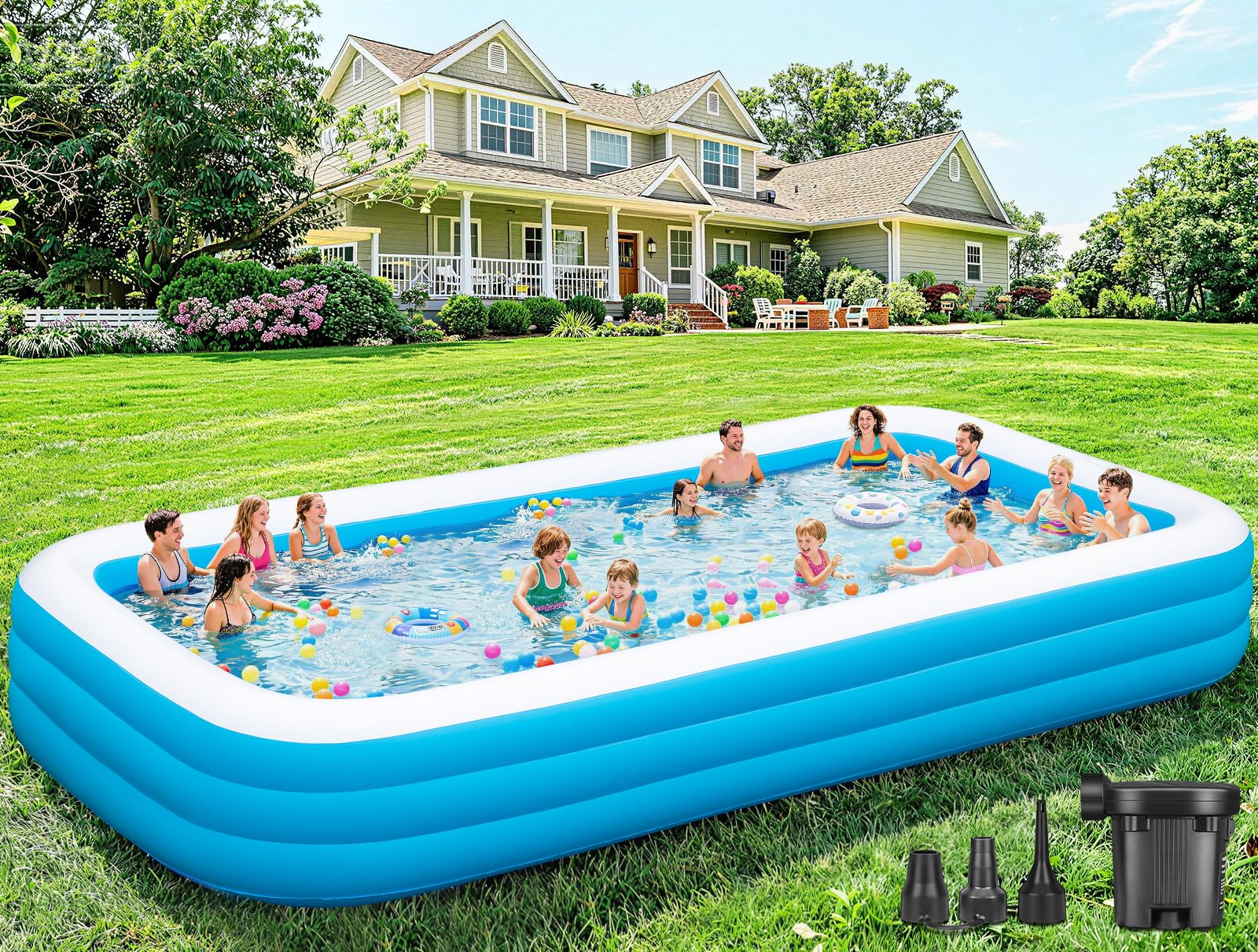 Basen, dodatkowy duży Inflatable, 180 X 76 X 22 z pompa