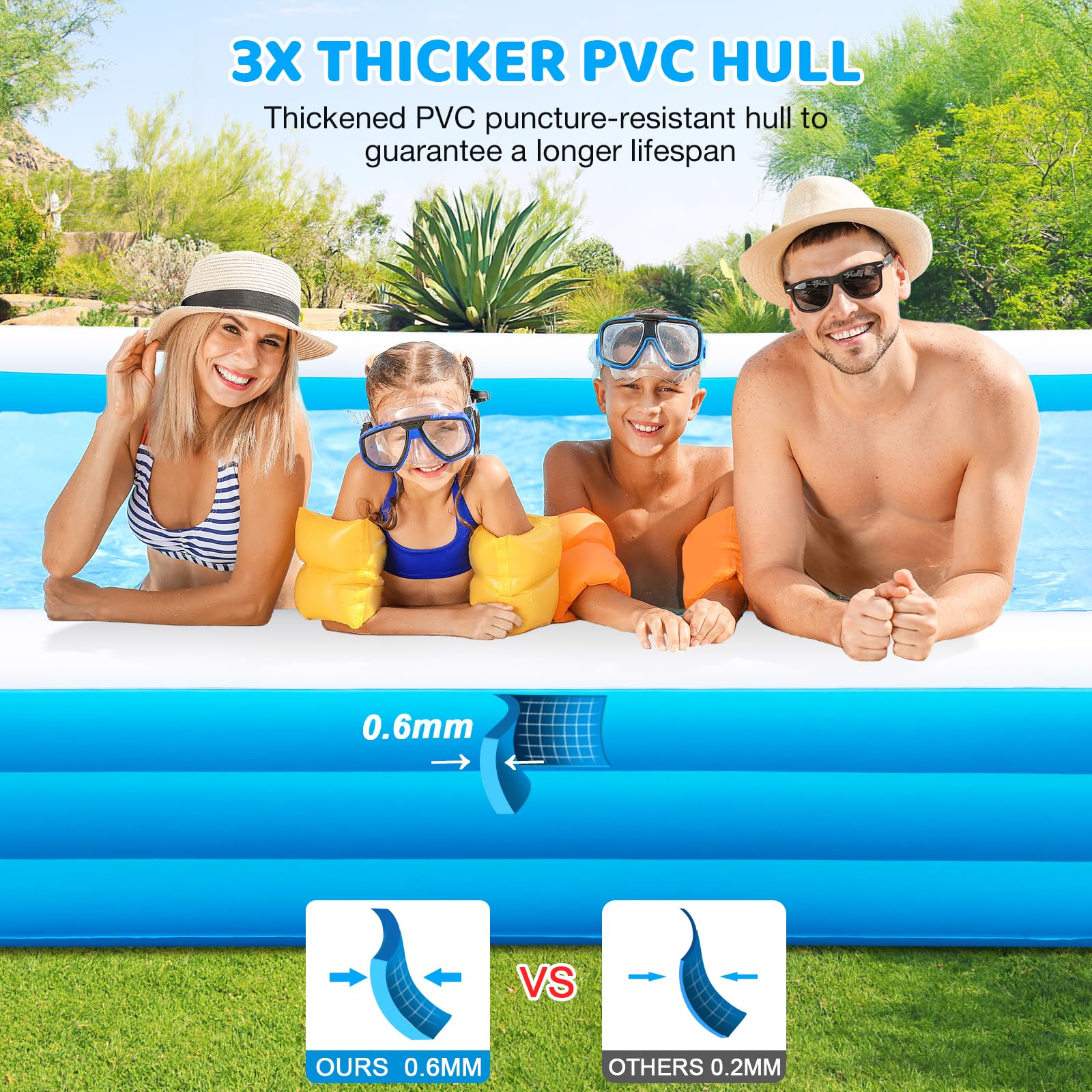 Basen, dodatkowy duży Inflatable, 180 X 76 X 22 z pompa