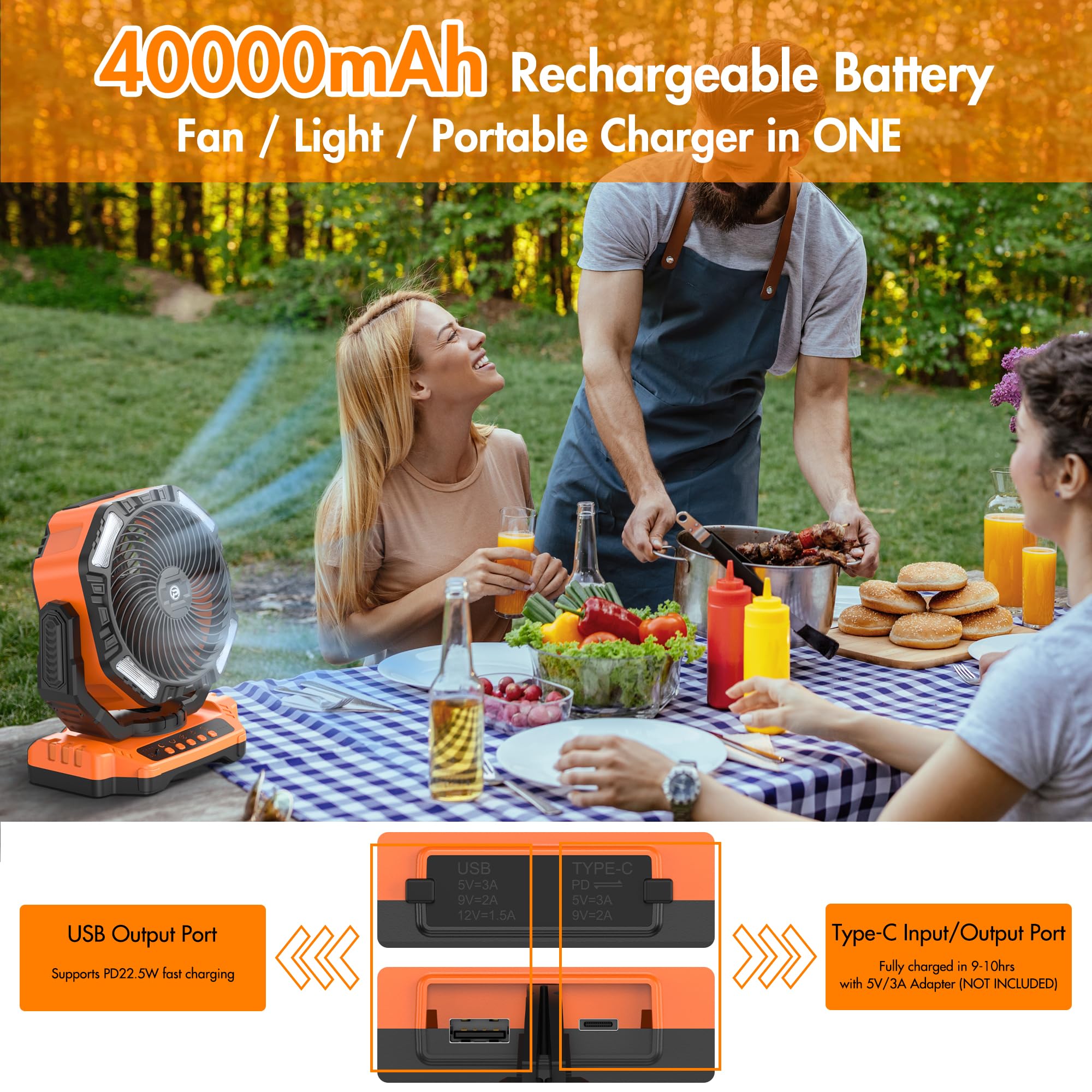 40000mAh akumulatorowy Oscillating podłoga wentylator