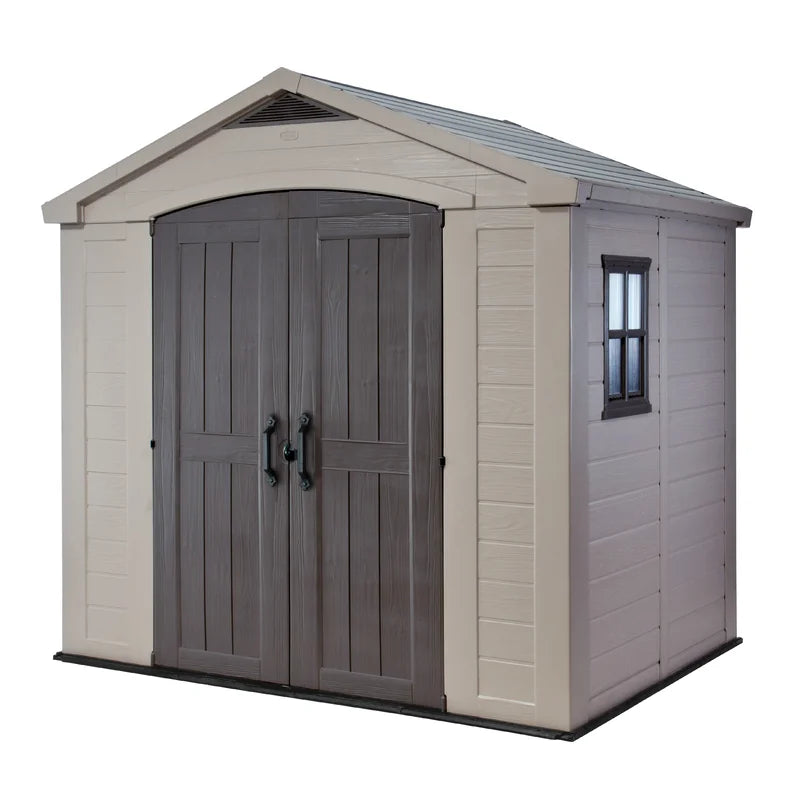 Szopa magazynowa, Factor 8 X 6 ft. Durable Resin zewnętrzny z podłoga i podwójny Doors do ogrodowy