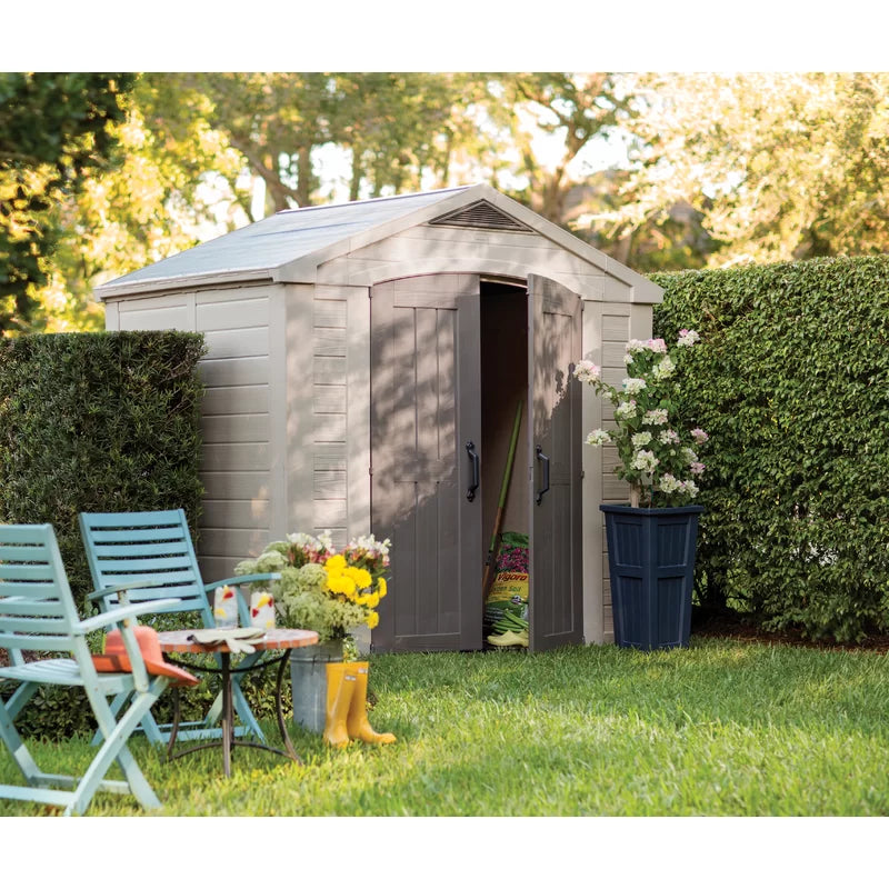 1787720963_gChHUXHF Szopa magazynowa, Factor 8 X 6 ft. Durable Resin zewnętrzny z podłoga i podwójny Doors do ogrodowy
